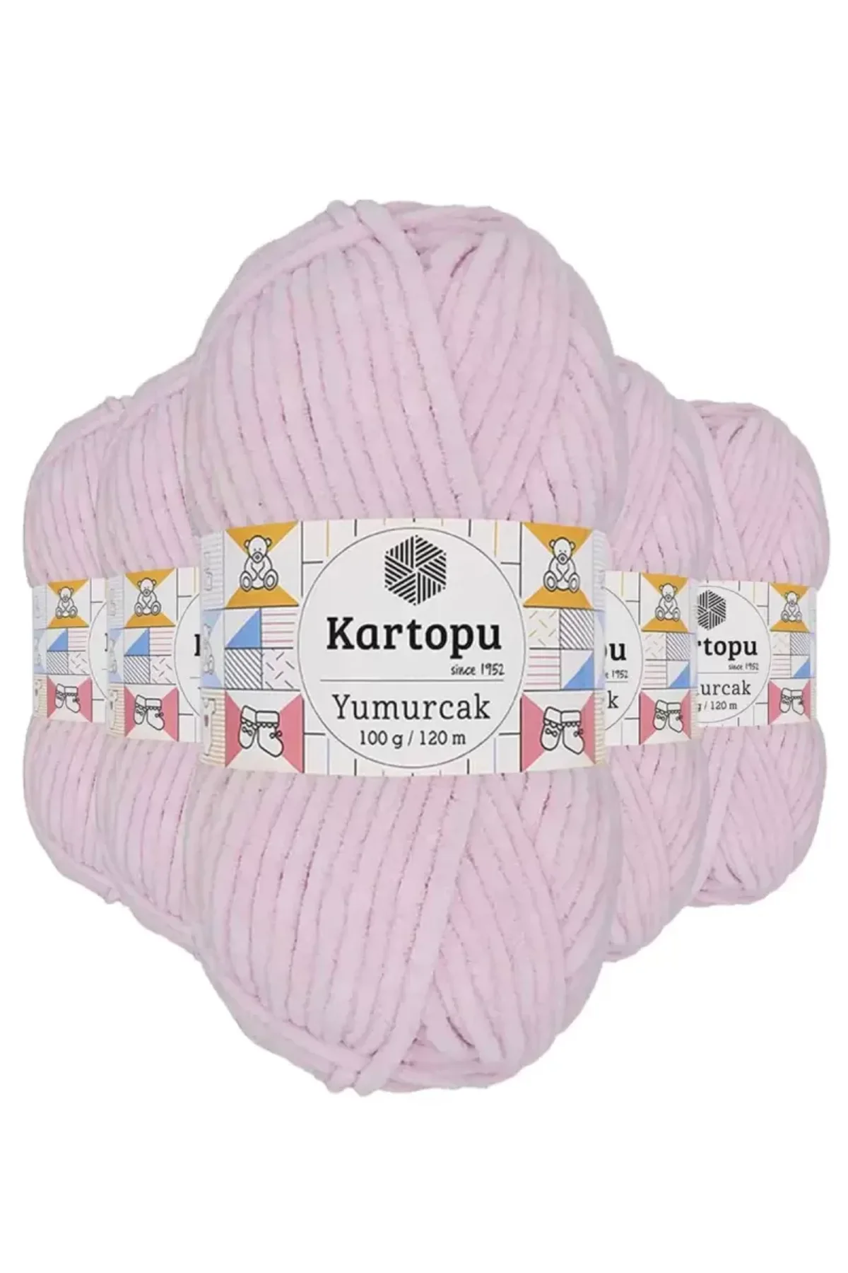 5 Adet Yumurcak Kadife El Örgü İpi Toz Pembe K1562 mudanis