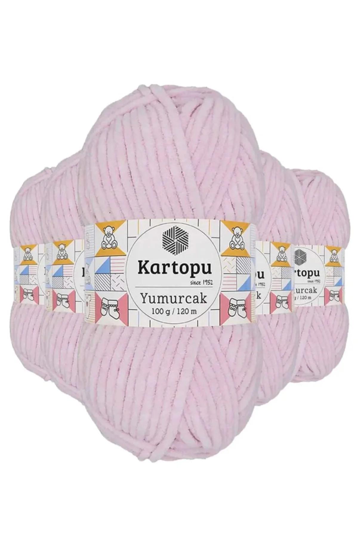 5 Adet Yumurcak Kadife El Örgü İpi Toz Pembe K1562 mudanis - Just Cheap Store Görsel 2