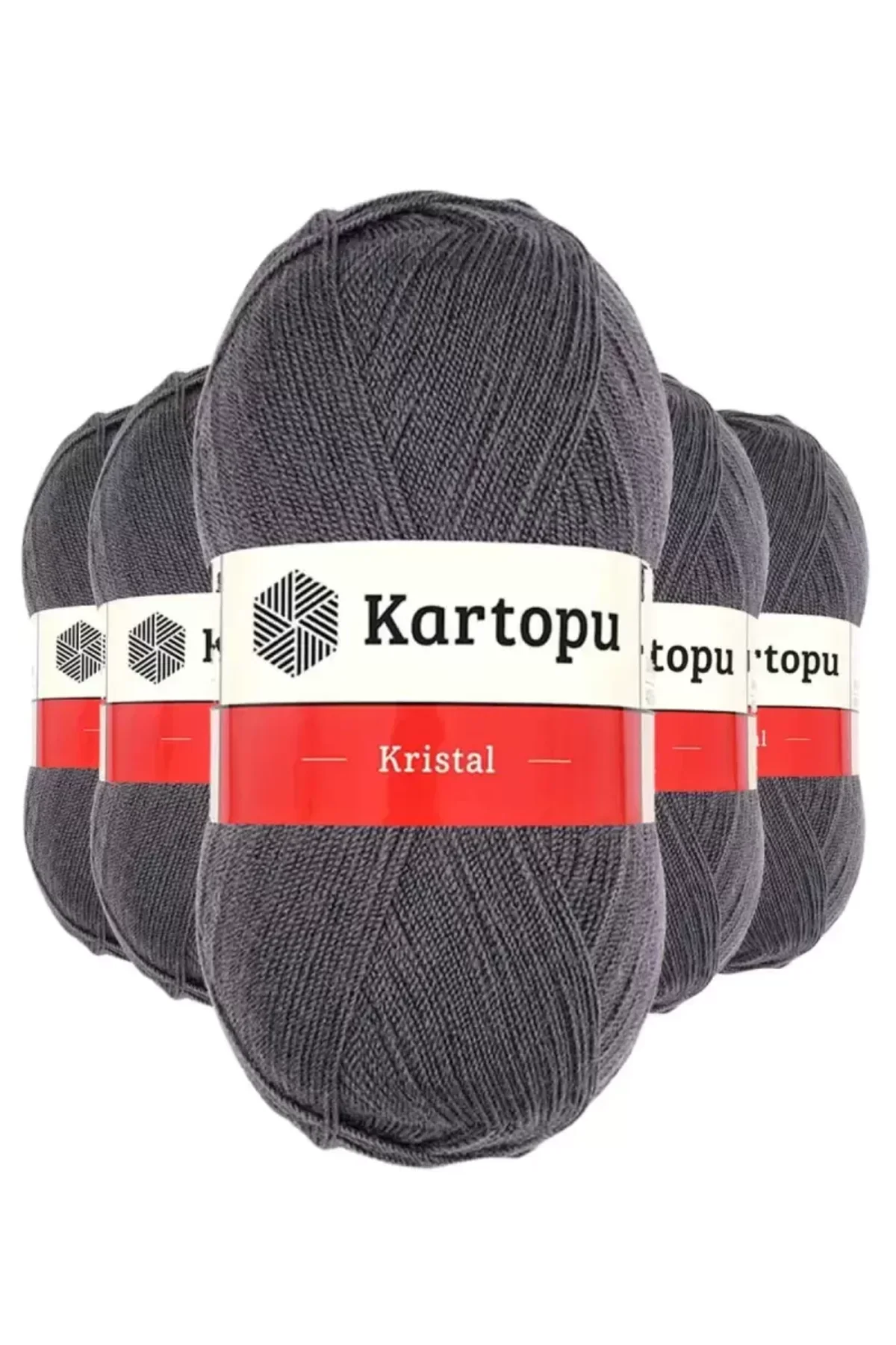 5 Adet Kristal Çift Katlı El Örgü Lif İpi Kömür Gri K556 - kartopu mudanis