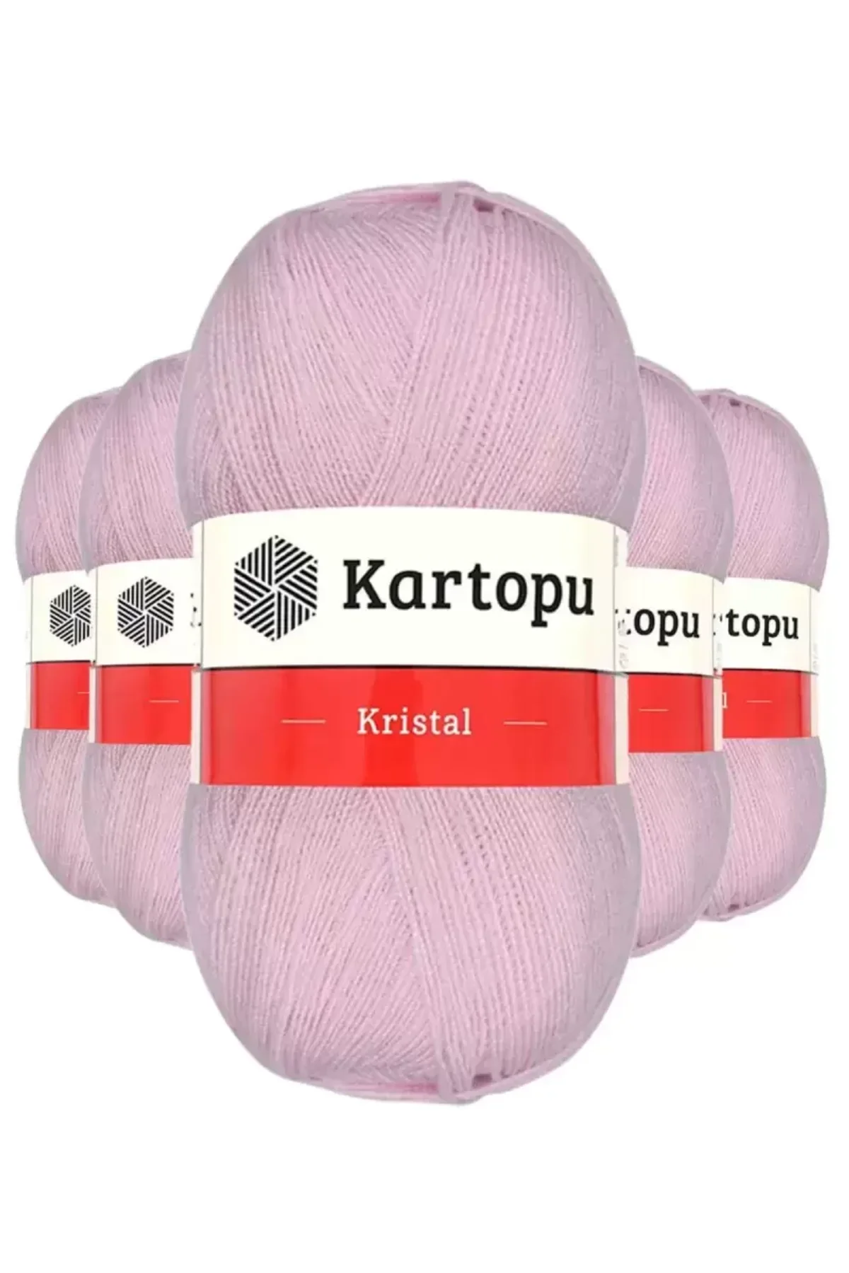 5 Adet Kristal Çift Katlı El Örgü Lif İpi Açık Pembe K699 - kartopu mudanis