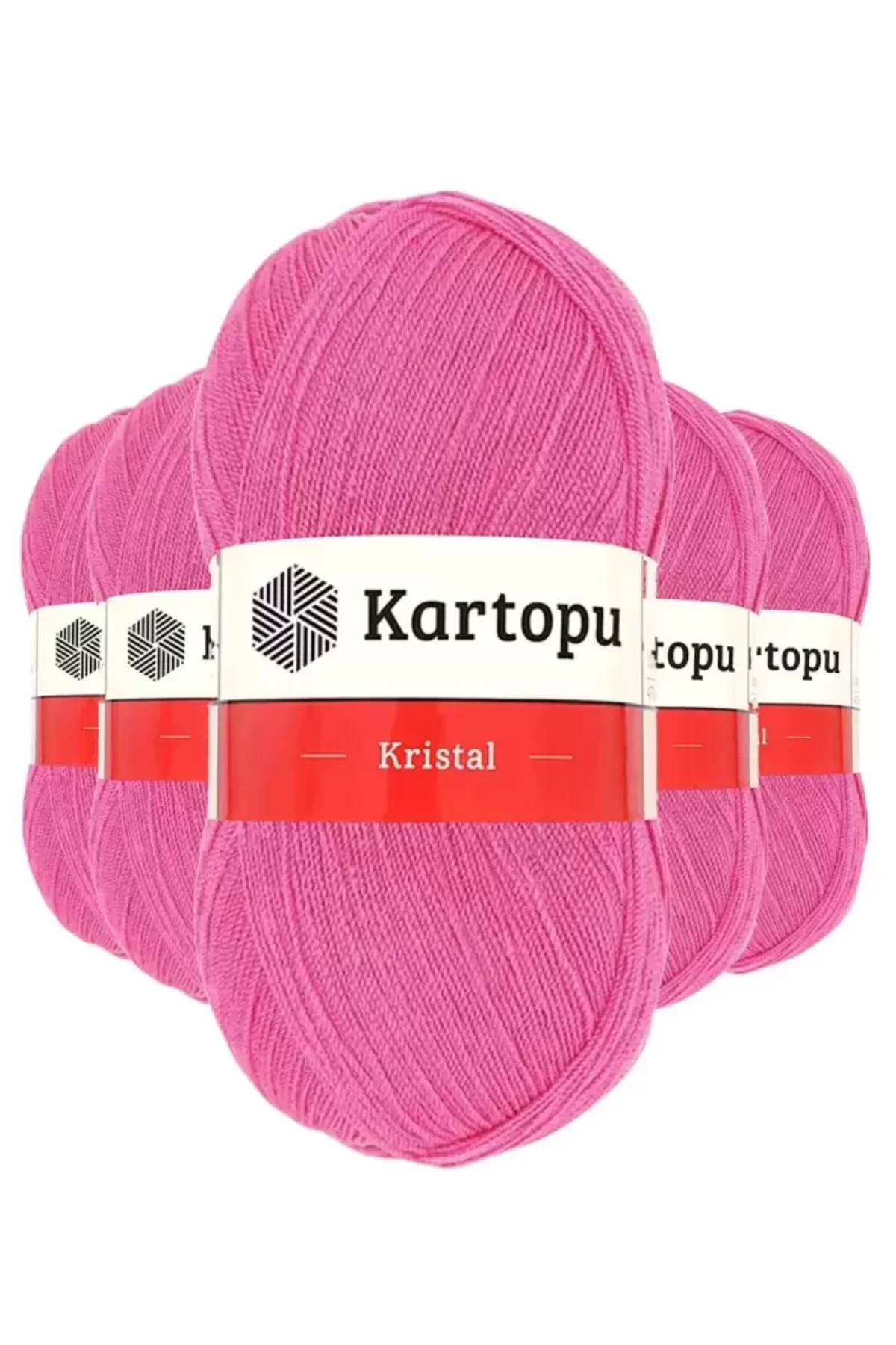 5 Adet Kristal Çift Katlı El Örgü Lif İpi Şeker Pembe K772 - kartopu mudanis