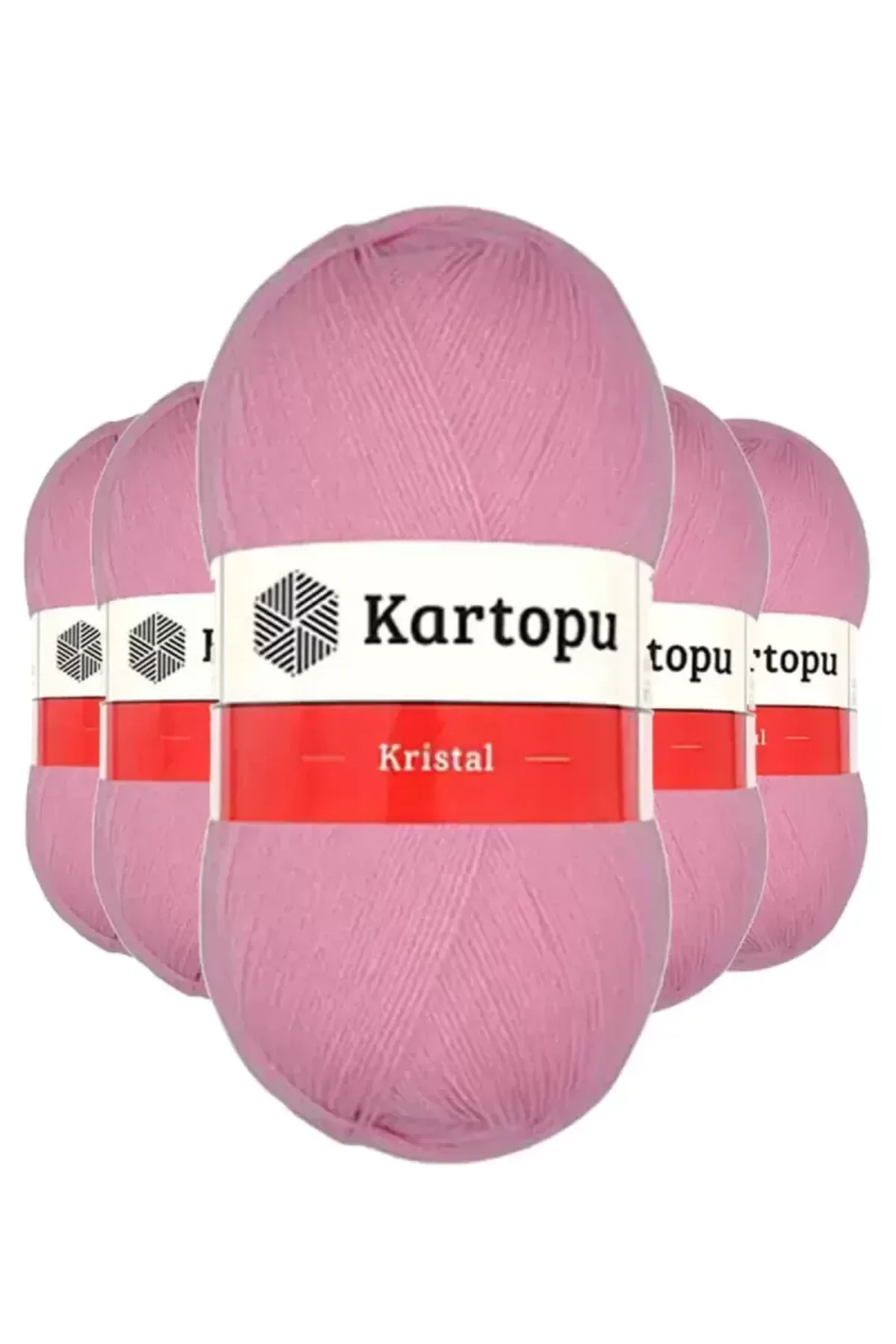 5 Adet Kristal Çift Katlı El Örgü Lif İpi Pembe K774 - kartopu mudanis