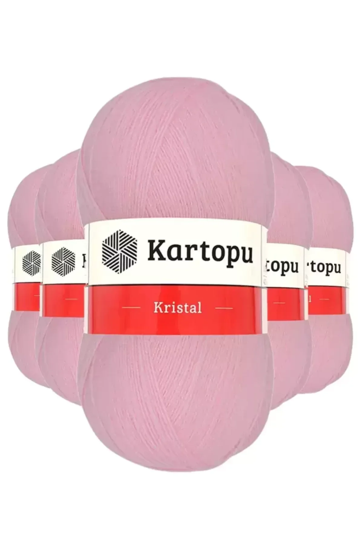 5 Adet Kristal Çift Katlı El Örgü Lif İpi Bebe Pembe K788 - kartopu mudanis