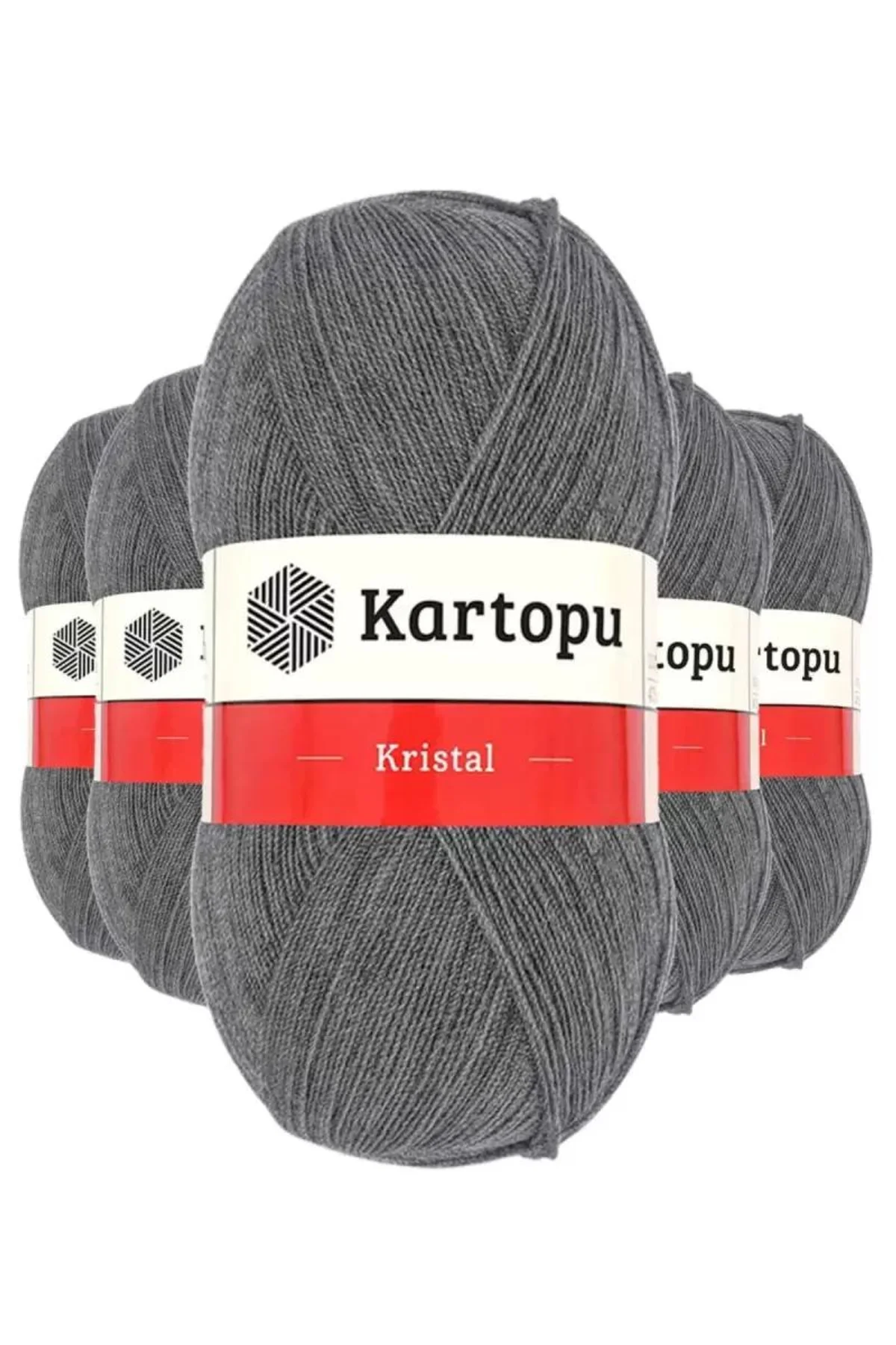 5 Adet Kristal Çift Katlı El Örgü Lif İpi Orta Gri K1002 - kartopu mudanis - Just Cheap Store Görsel 2