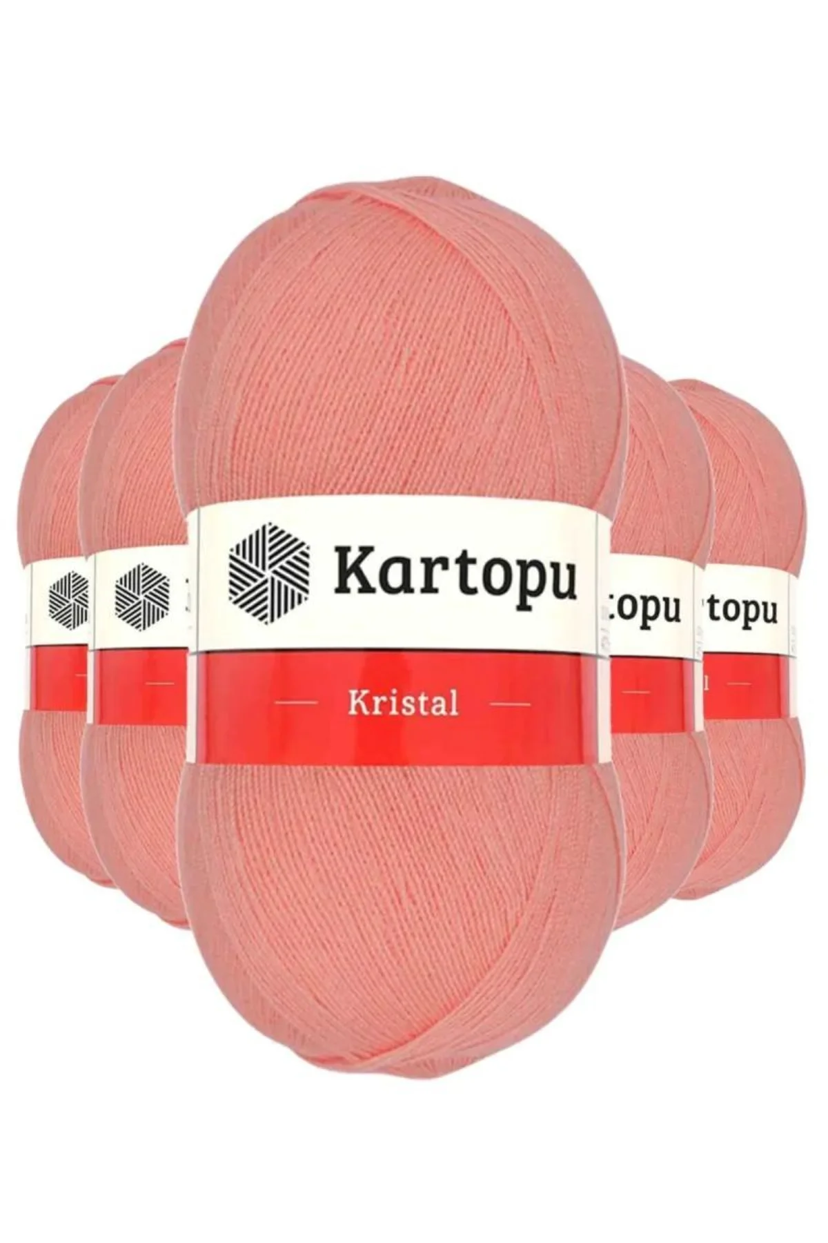 5 Adet Kristal Çift Katlı El Örgü Lif İpi Koyu Somon K1217 - kartopu mudanis - Just Cheap Store Görsel 3