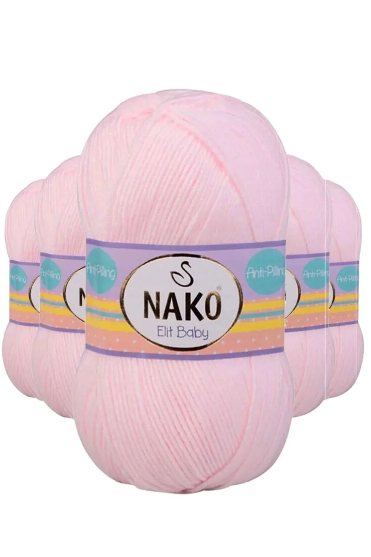 5 Adet Elite Baby El Örgü İpi Tüylenmeyen Bebek Yünü Soft Pembe 2892 - nako mudanis - Just Cheap Store Görsel 3