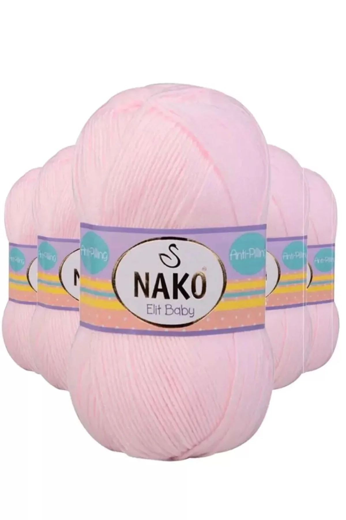 5 Adet Elite Baby El Örgü İpi Tüylenmeyen Bebek Yünü Soft Pembe 2892 - nako mudanis - Just Cheap Store Görsel 2