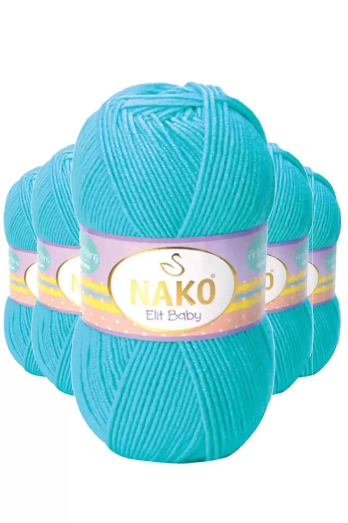 5 Adet Elite Baby El Örgü İpi Tüylenmeyen Bebek Yünü Turkuaz 3323 - nako mudanis - Just Cheap Store Görsel 2