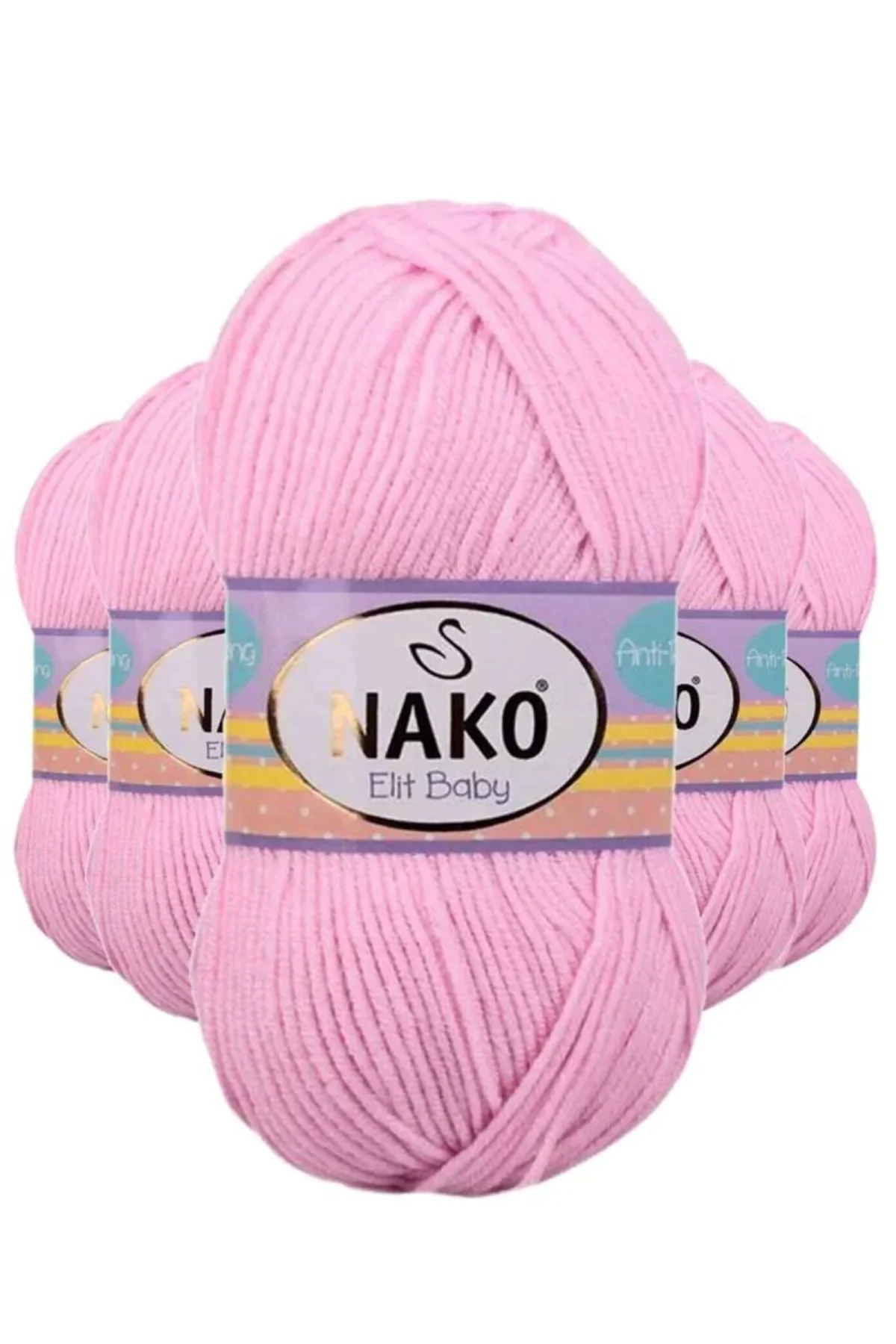 5 Adet Elite Baby El Örgü İpi Tüylenmeyen Bebek Yünü Açık Pembe 6936 - nako mudanis - Just Cheap Store Görsel 3