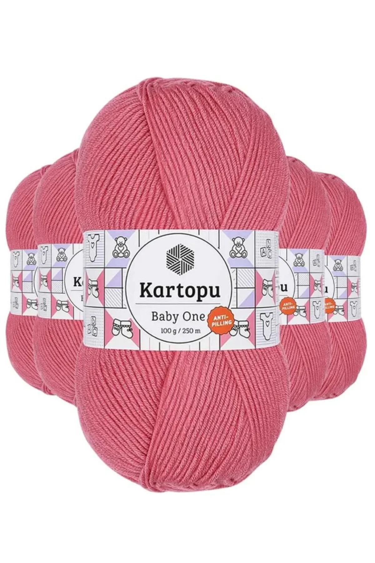 5 Adet Baby One Tüylenmeyen El Örgü İpi Yünü Şeker Pembe K244 - kartopu mudanis - Just Cheap Store Görsel 3