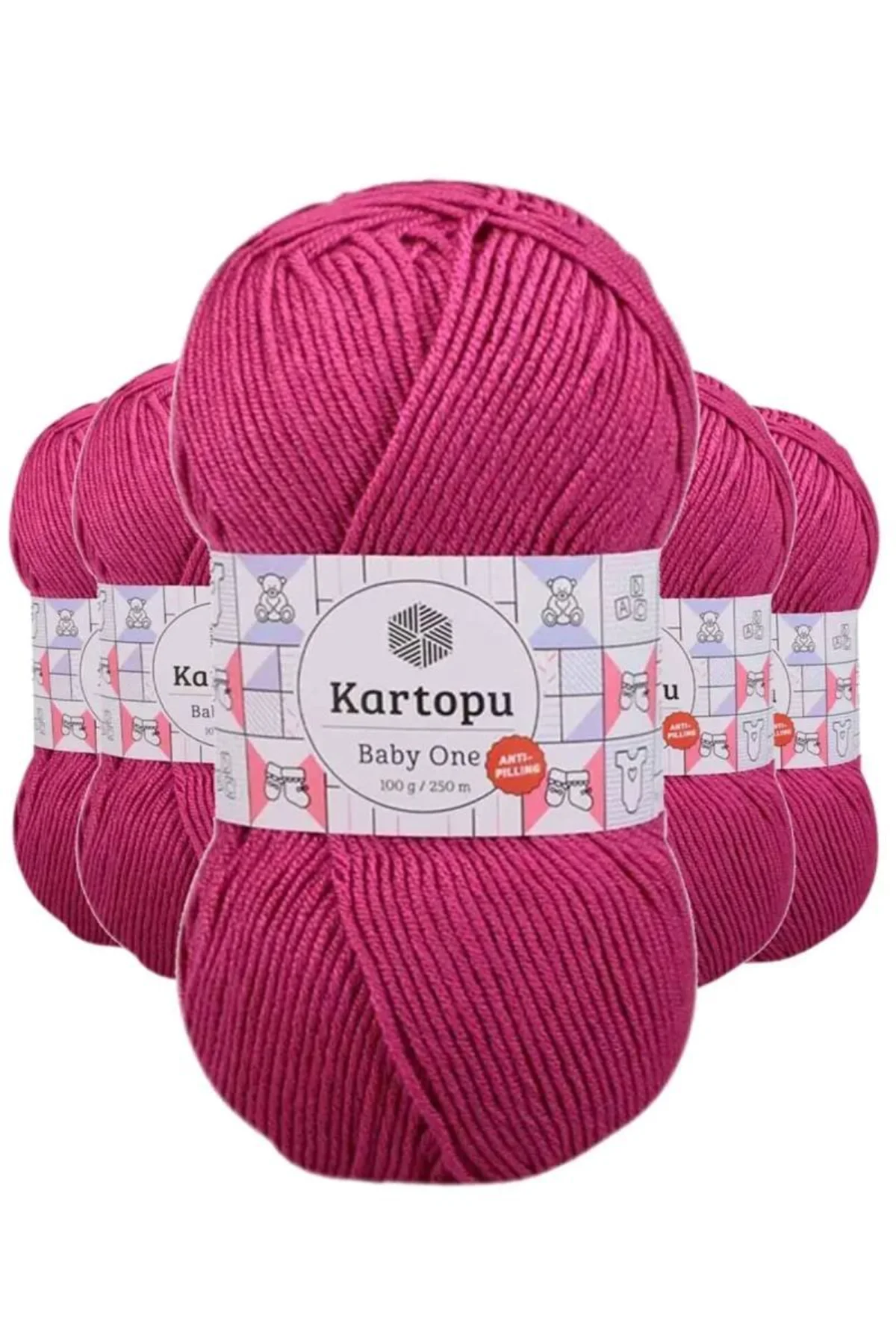 5 Adet Baby One Tüylenmeyen El Örgü İpi Yünü Fuşya K245 - kartopu mudanis - Just Cheap Store Görsel 3