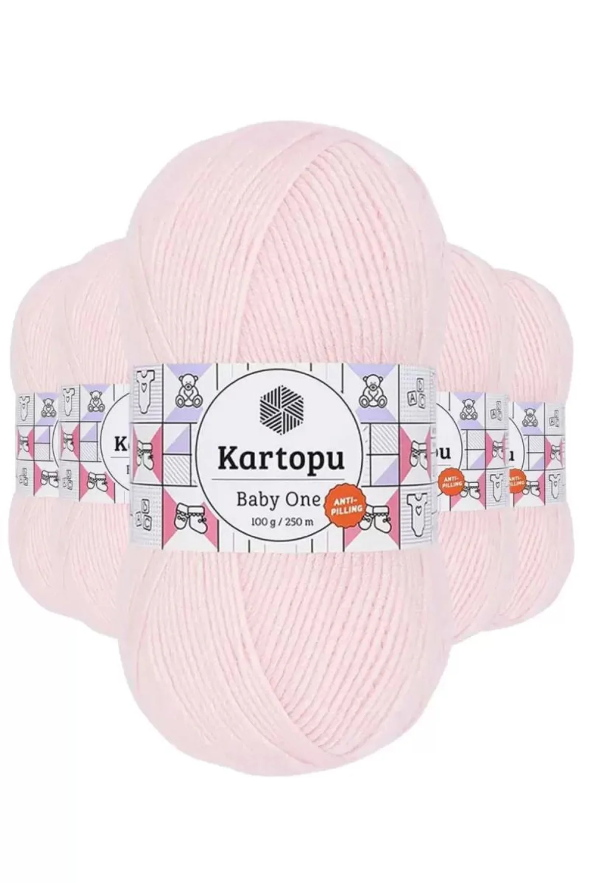 5 Adet Baby One Tüylenmeyen El Örgü İpi Yünü Bebe Pembe K255 - kartopu mudanis - Just Cheap Store Görsel 2