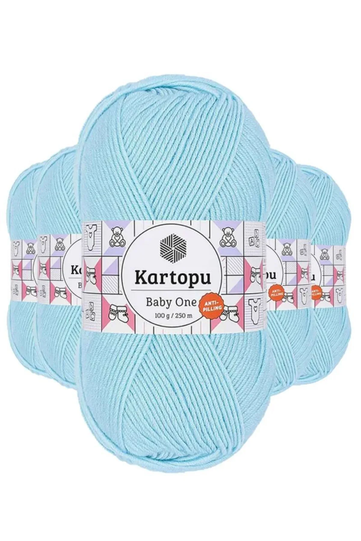 5 Adet Baby One Tüylenmeyen El Örgü İpi Yünü Gök Mavi K502 - kartopu mudanis - Just Cheap Store Görsel 3
