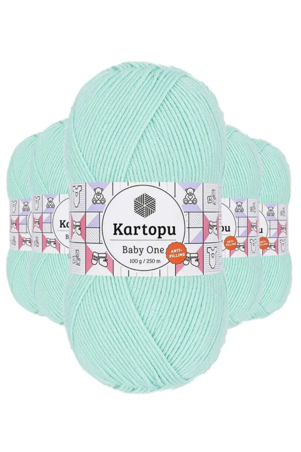 5 Adet Baby One Tüylenmeyen El Örgü İpi Yünü Açık Yeşil K507 - kartopu mudanis - Just Cheap Store Görsel 3