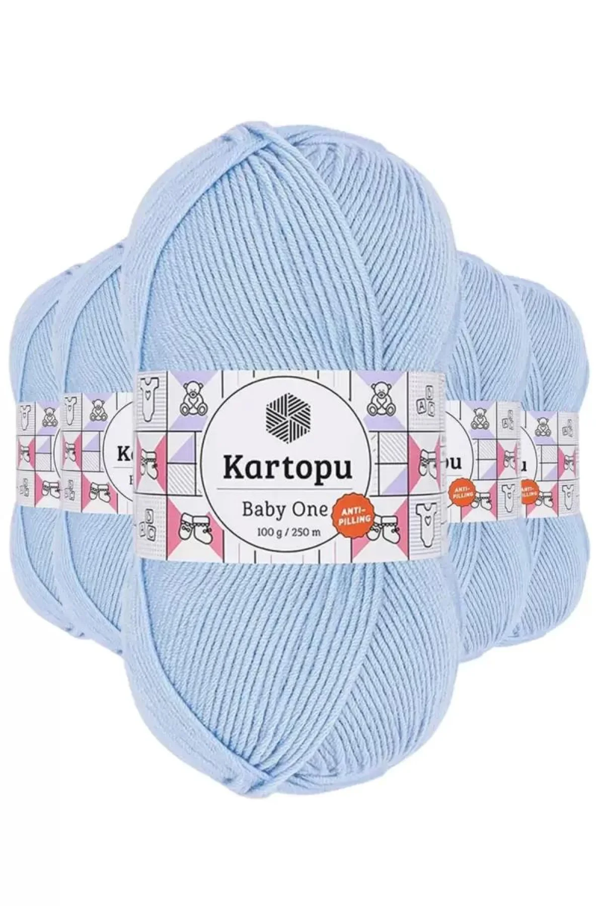 5 Adet Baby One Tüylenmeyen El Örgü İpi Yünü Mavi K544 - kartopu mudanis - Just Cheap Store Görsel 2