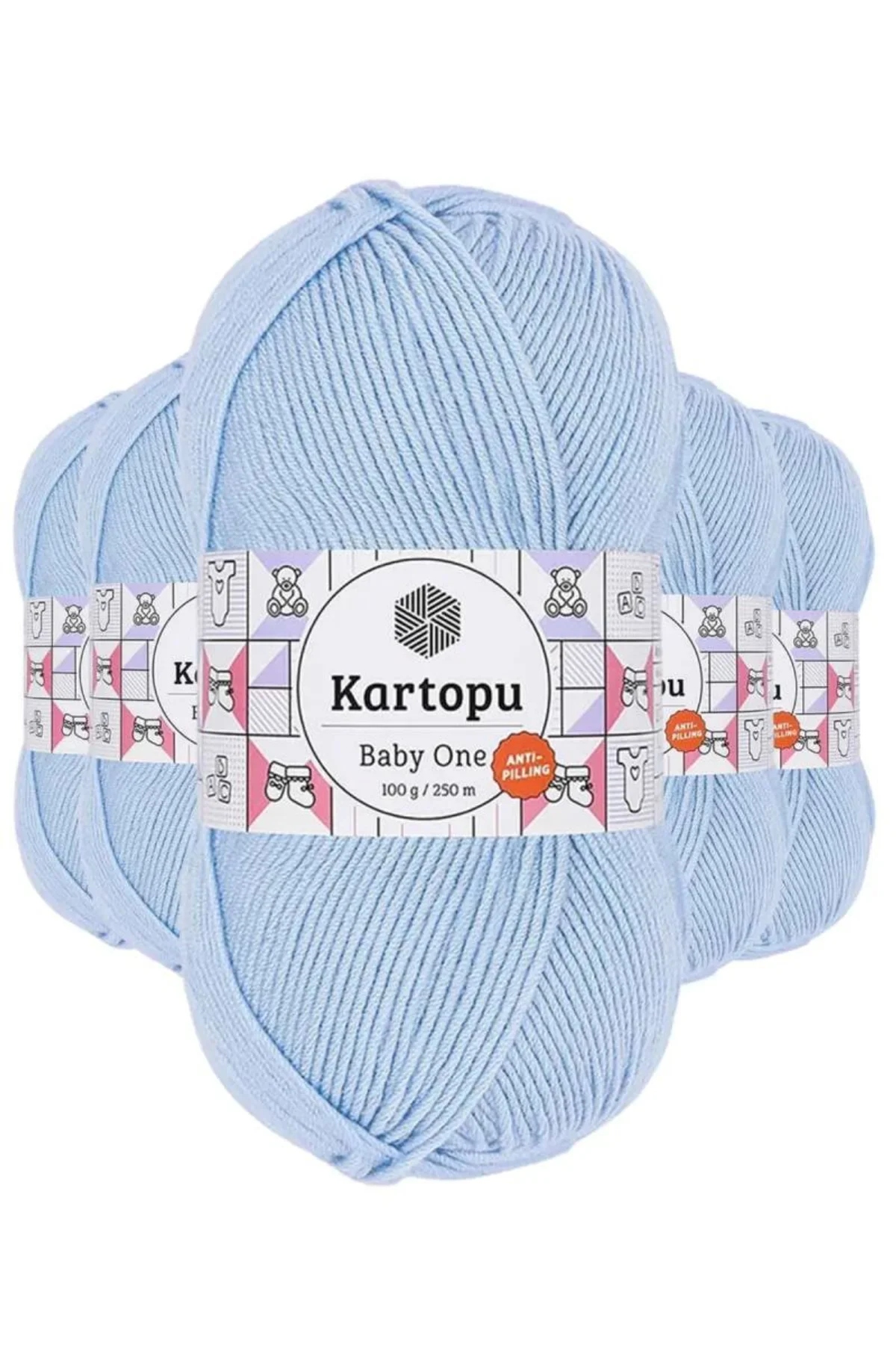 5 Adet Baby One Tüylenmeyen El Örgü İpi Yünü Mavi K544 - kartopu mudanis - Just Cheap Store Görsel 3