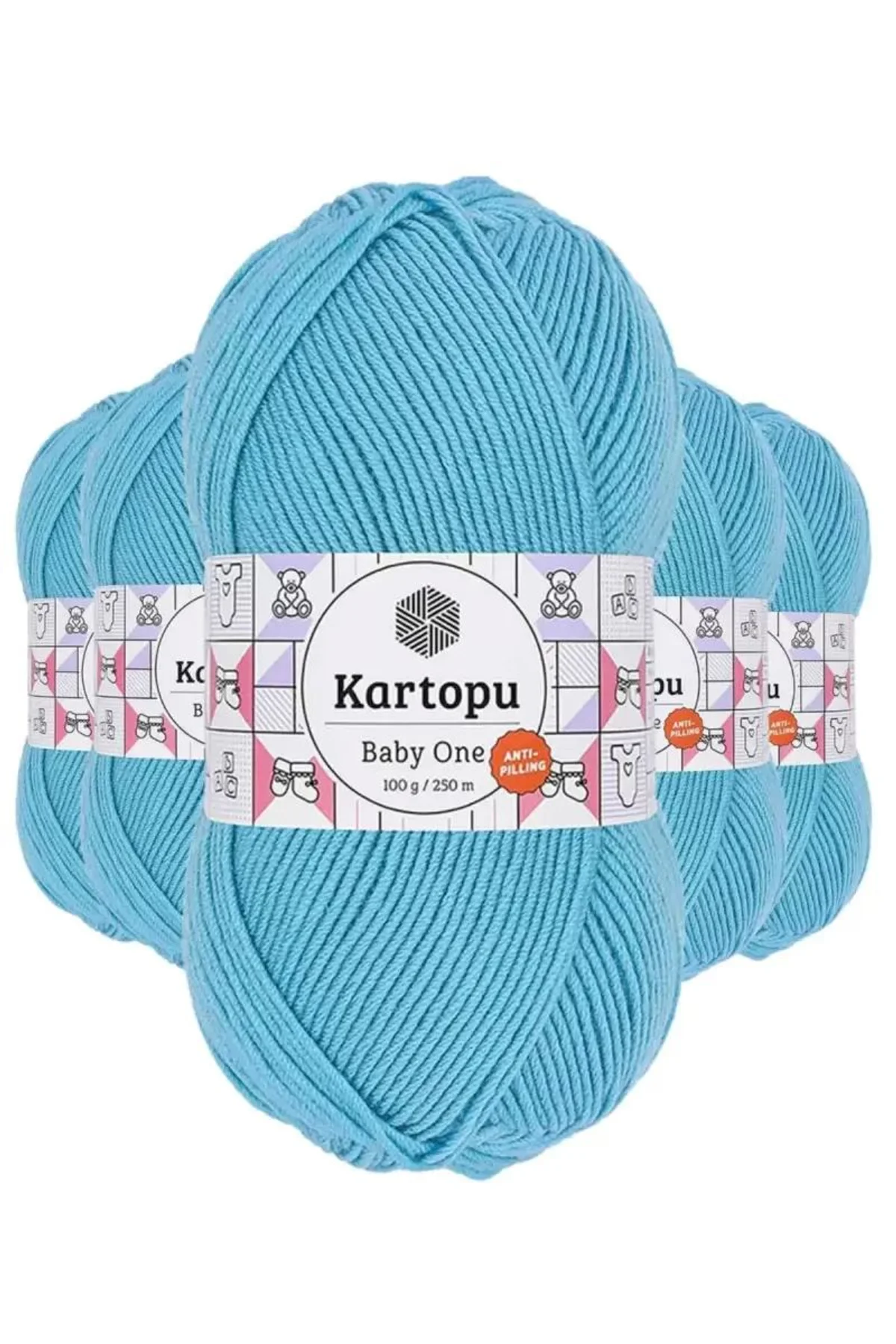 5 Adet Baby One Tüylenmeyen El Örgü İpi Yünü Turkuaz K576 - kartopu mudanis - Just Cheap Store Görsel 2