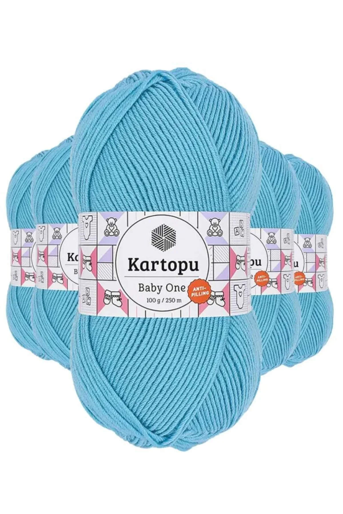 5 Adet Baby One Tüylenmeyen El Örgü İpi Yünü Turkuaz K576 - kartopu mudanis - Just Cheap Store Görsel 3