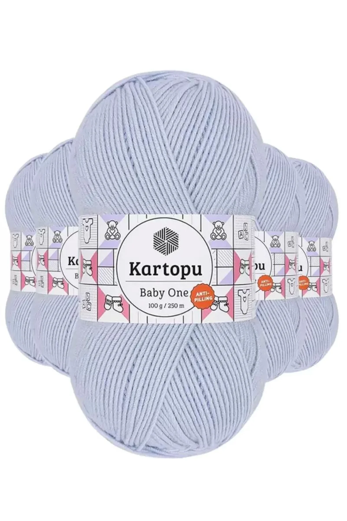5 Adet Baby One Tüylenmeyen El Örgü İpi Yünü Buz Mavi K580 - kartopu mudanis - Just Cheap Store Görsel 2