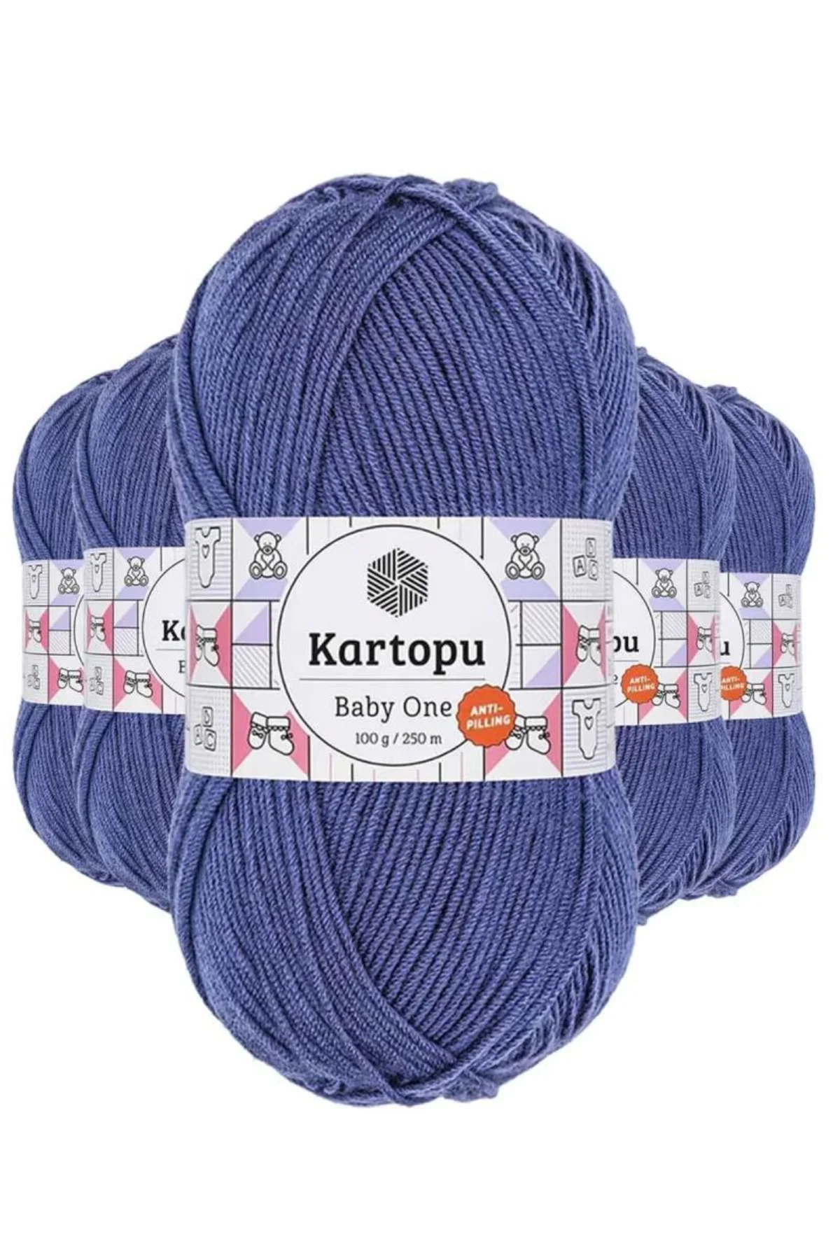5 Adet Baby One Tüylenmeyen El Örgü İpi Yünü Açık Lacivert K604 - kartopu mudanis - Just Cheap Store Görsel 3