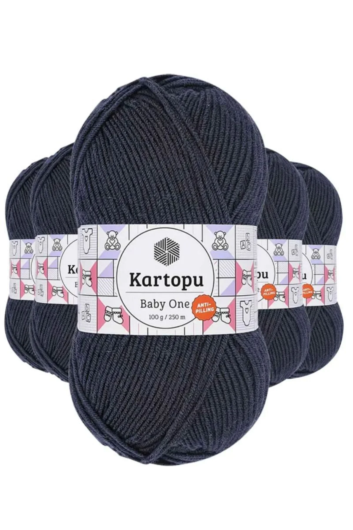 5 Adet Baby One Tüylenmeyen El Örgü İpi Yünü Lacivert K633 - kartopu mudanis - Just Cheap Store Görsel 3