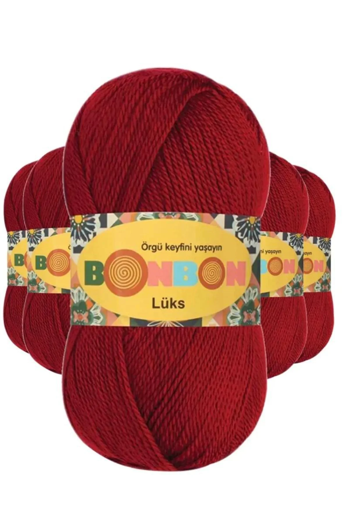 5 Adet Lüks Patik İpi Yünü Koyu Kırmızı 98296 - bonbon mudanis - Just Cheap Store Görsel 3