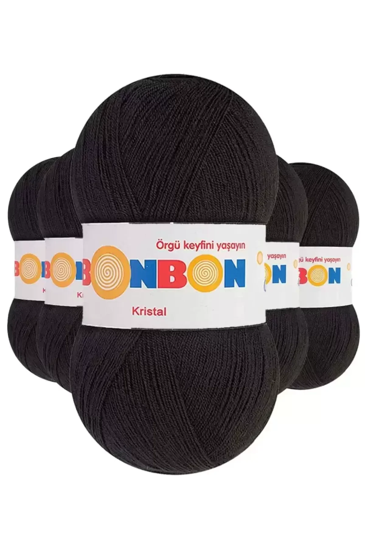5 Adet Kristal El Örgü Lif İpi Siyah 98206 - bonbon mudanis