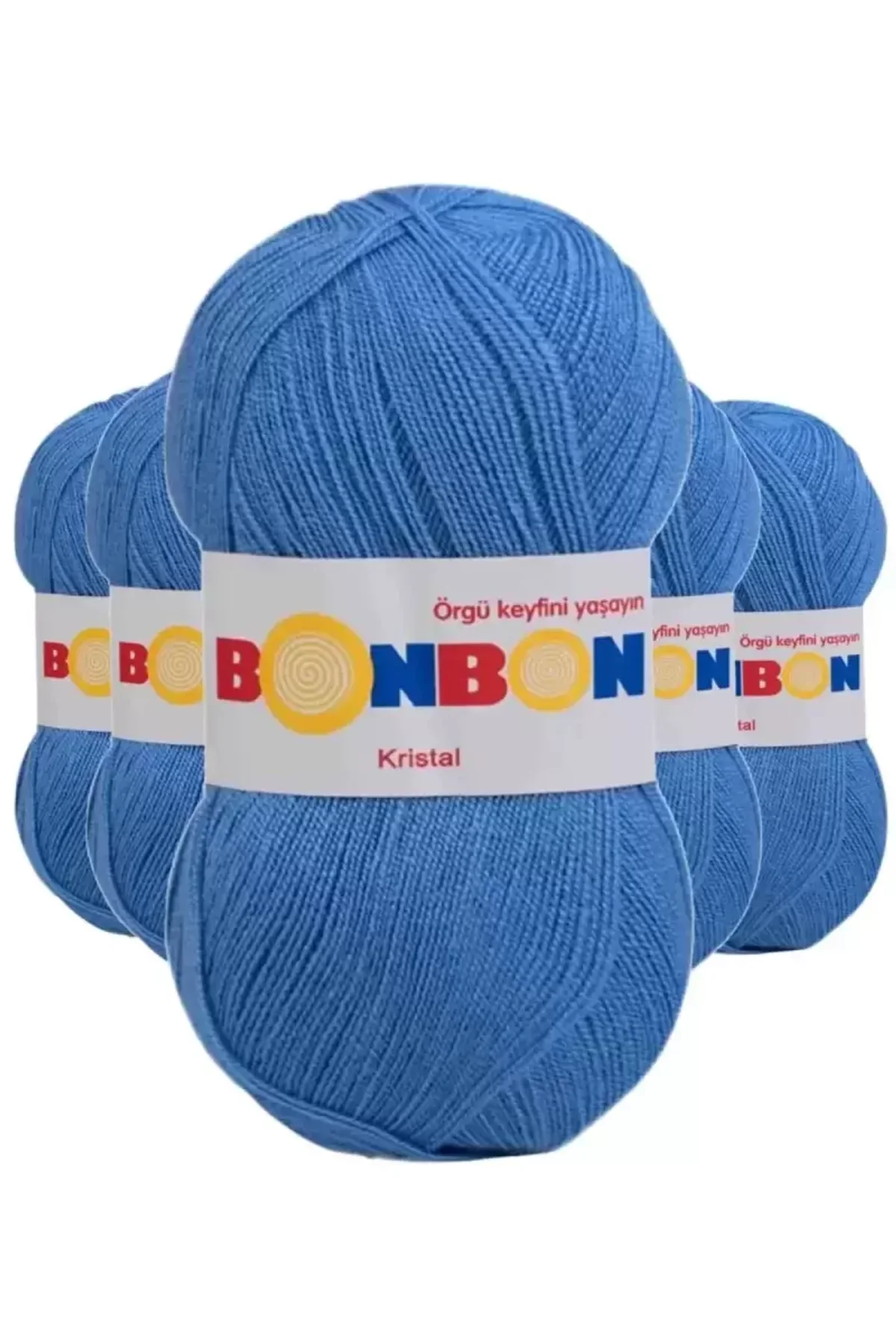 5 Adet Kristal El Örgü Lif İpi Açık Mavi 98236 - bonbon mudanis