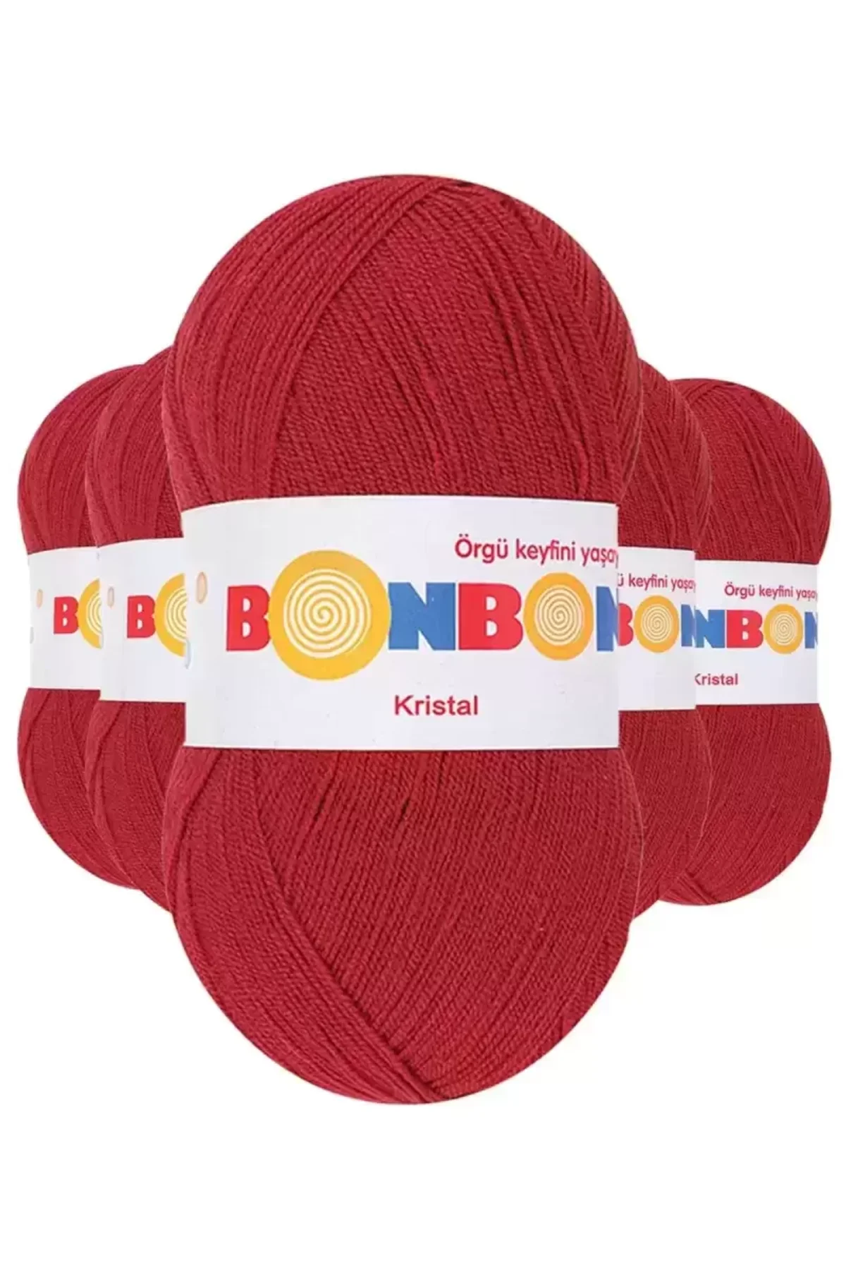 5 Adet Kristal El Örgü Lif İpi Koyu Kırmızı 98237 - bonbon mudanis