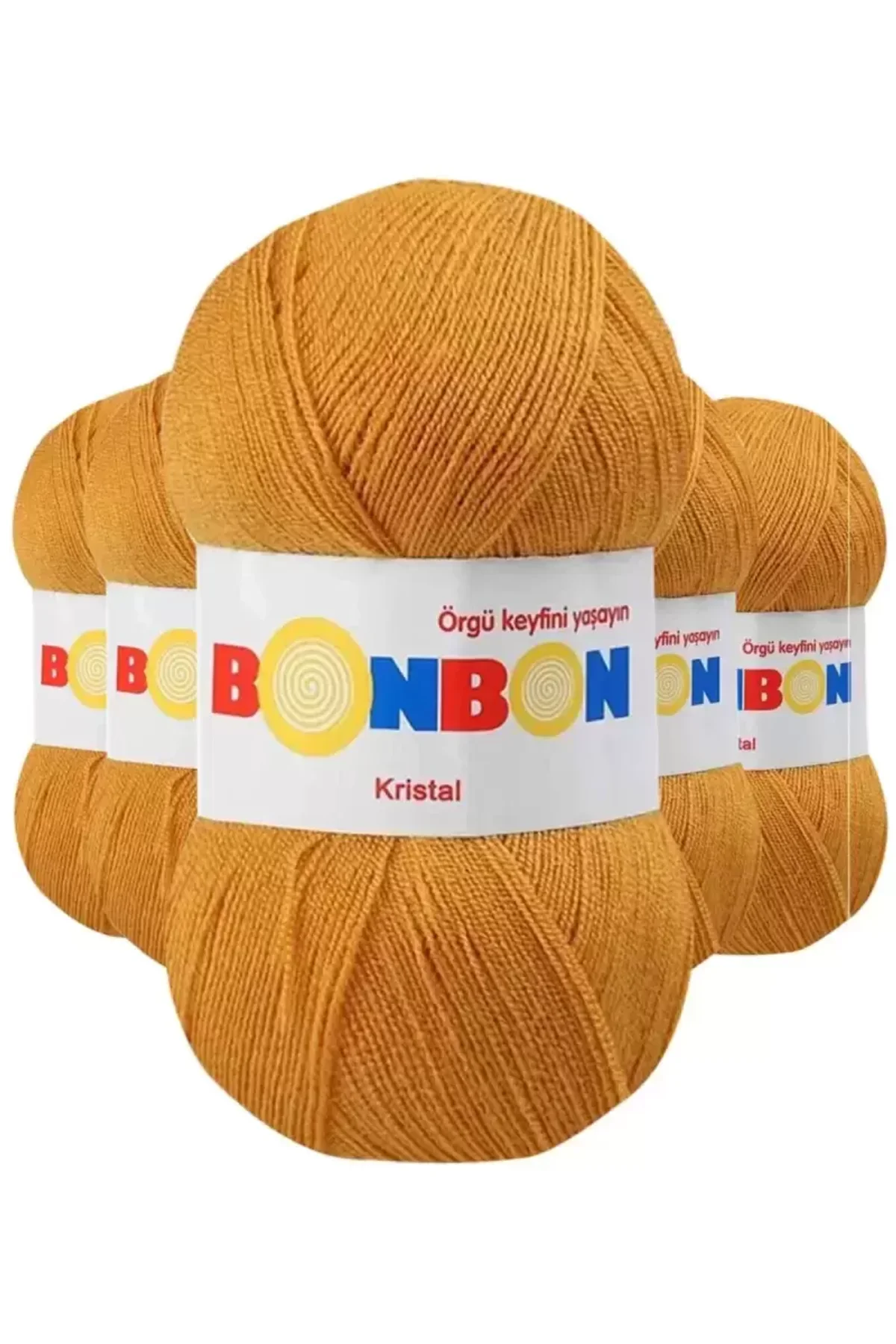 5 Adet Kristal El Örgü Lif İpi Hardal 98415 - bonbon mudanis