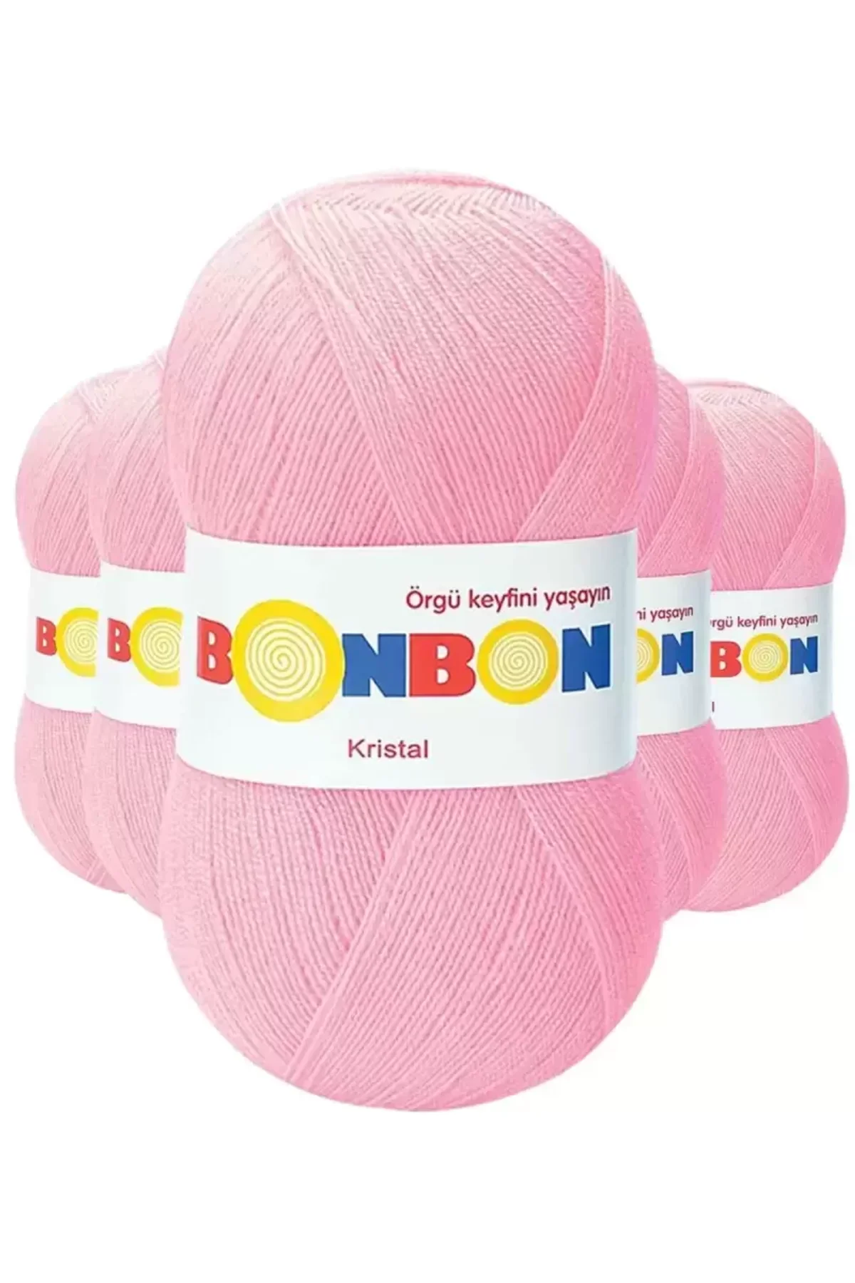 5 Adet Kristal El Örgü Lif İpi Şeker Pembe 98588 - bonbon mudanis