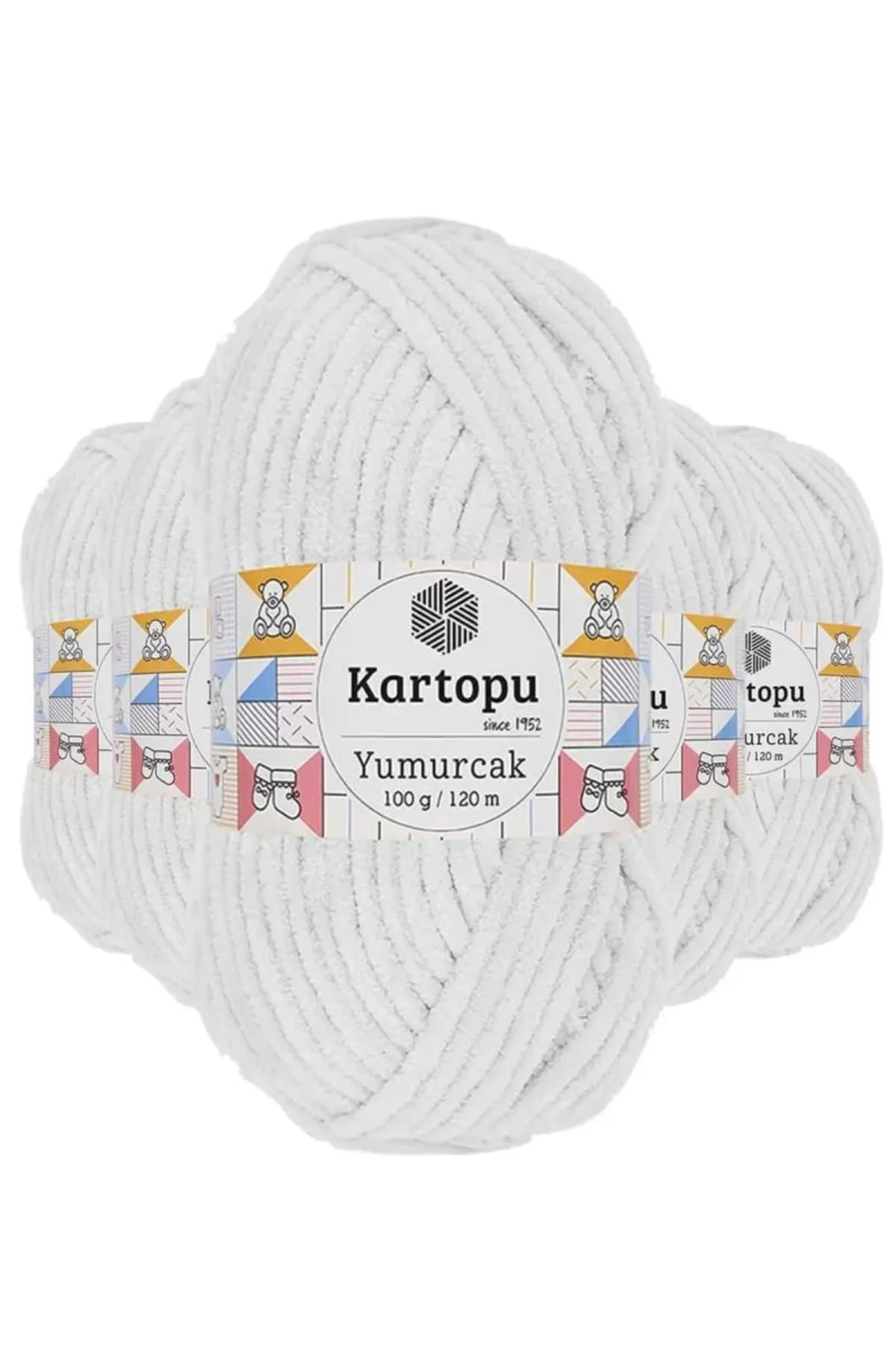 5 Adet Yumurcak Kadife El Örgü İpi Kar Beyaz K010 - kartopu mudanis - Just Cheap Store Görsel 3