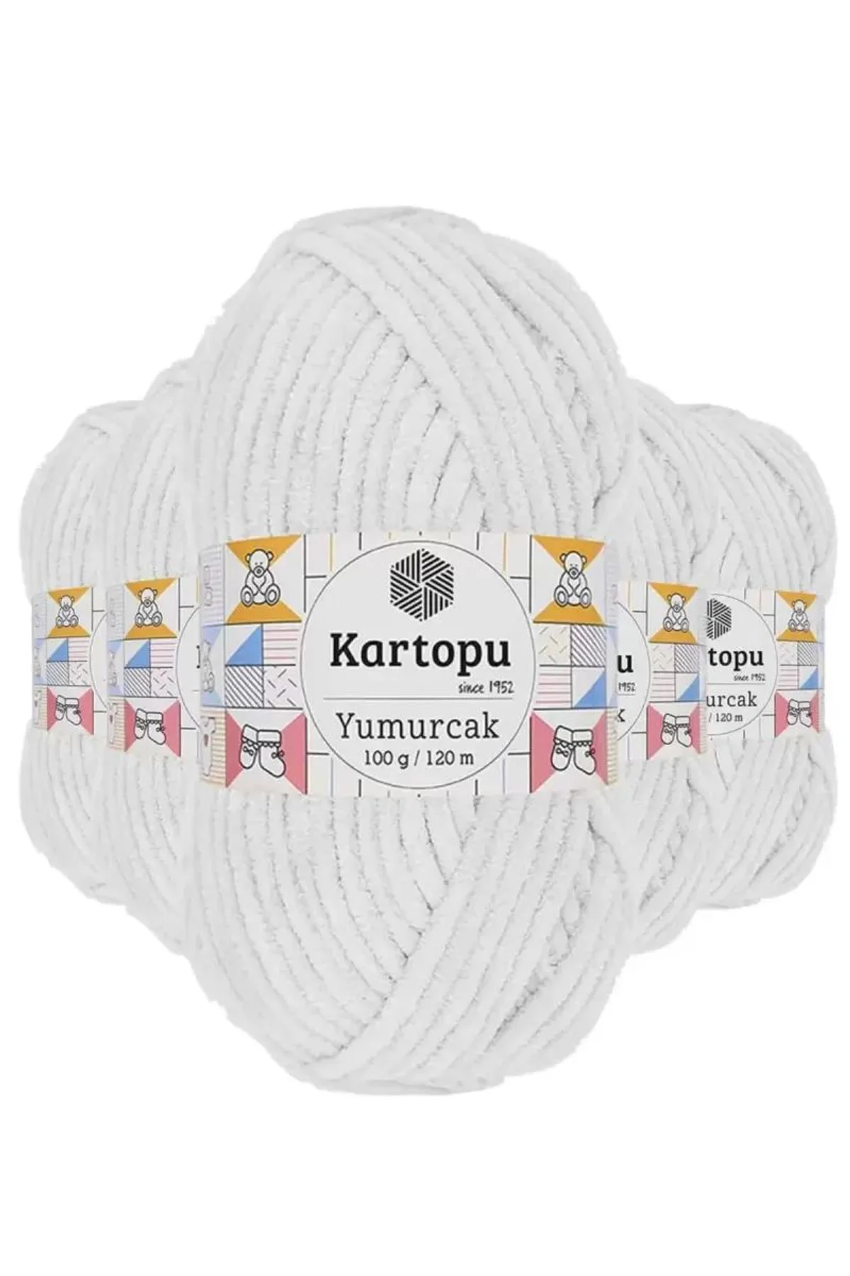 5 Adet Yumurcak Kadife El Örgü İpi Kar Beyaz K010 - kartopu mudanis - Just Cheap Store Görsel 2