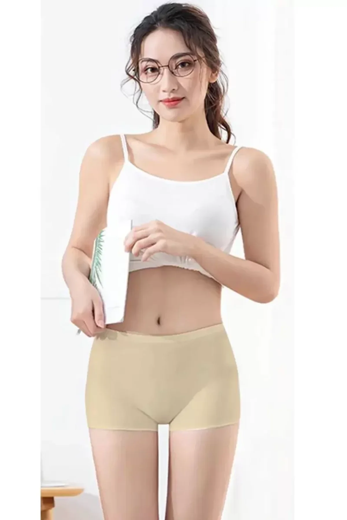 2 Adet Kadın Dikişsiz Görünmez İz Yapmaz Mini Şort Boxer Siyah Ten mudanis - Just Cheap Store Görsel 5