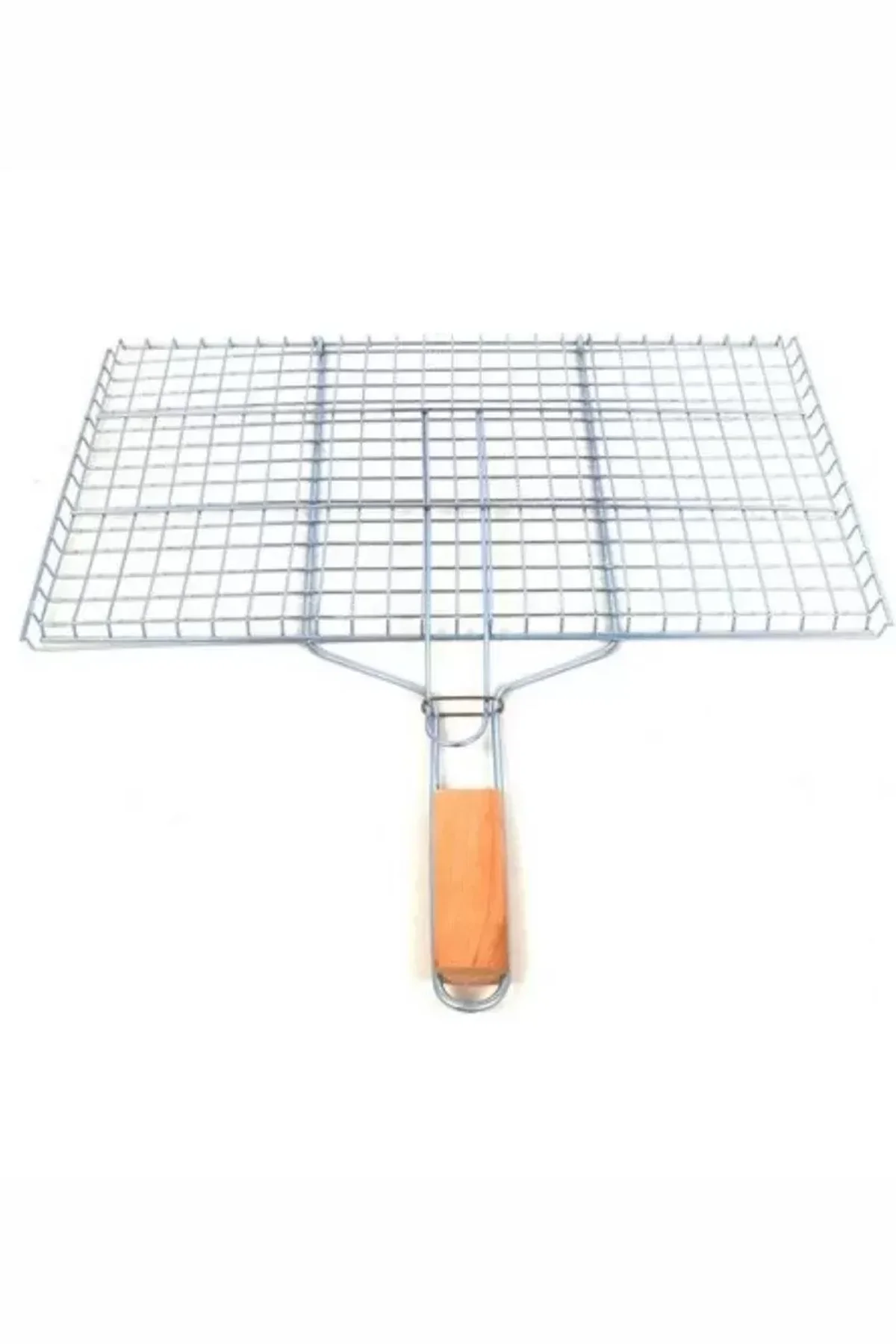 Ahşap Saplı Mangal Izgarası Galvanizli Paslanmaz Kafes Demir 25 x 40 cm mudanis