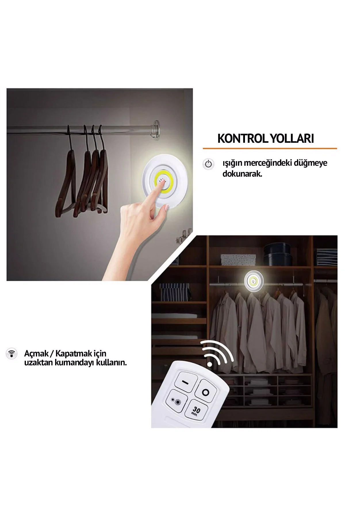 Uzaktan Kumandalı Yapışkanlı Led Spot Lamba - Just Cheap Store Görsel 4