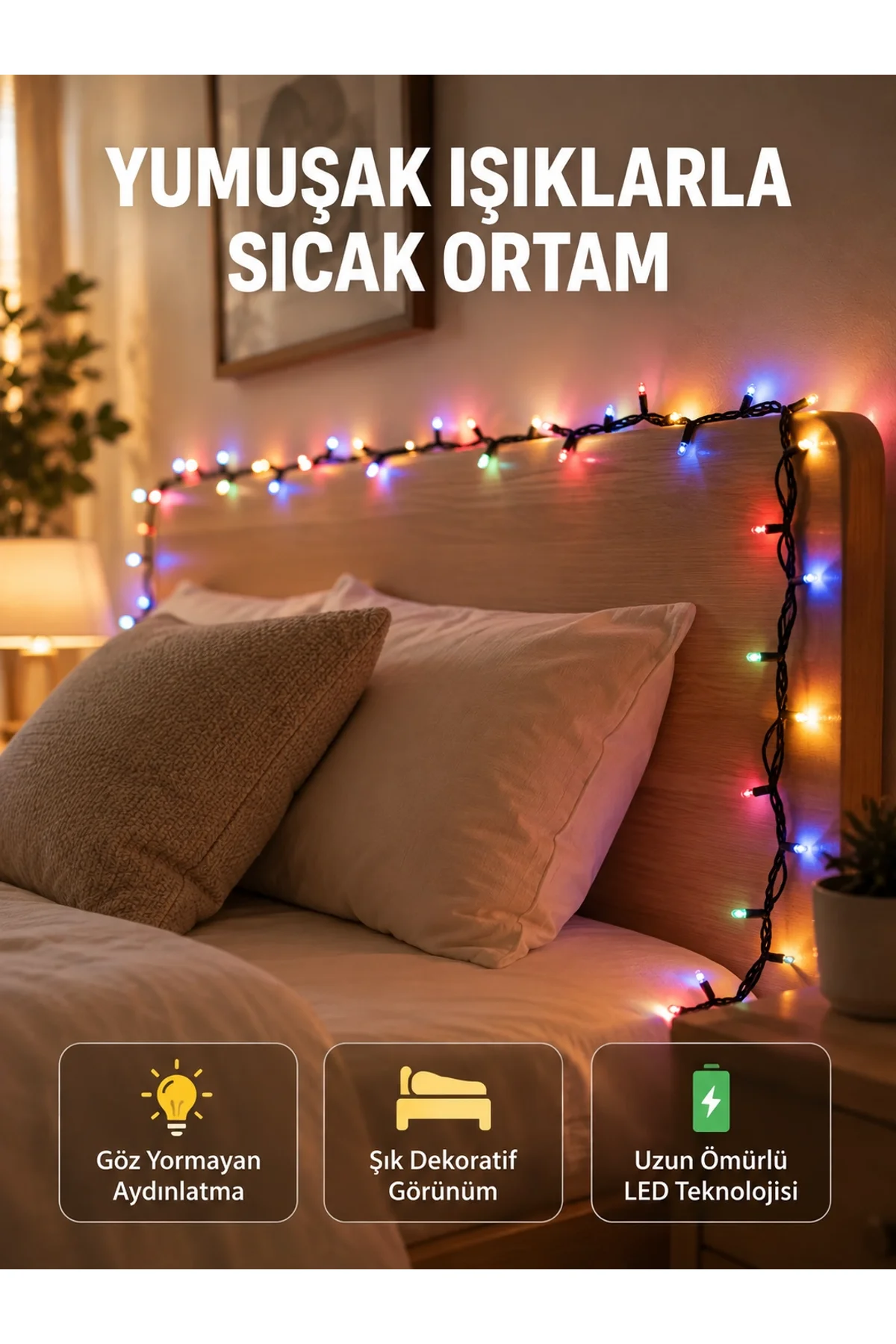 Enerji Tasarruflu Şeffaf Kablo 5 M 50 Led Dekor Işık Yeni Nesil