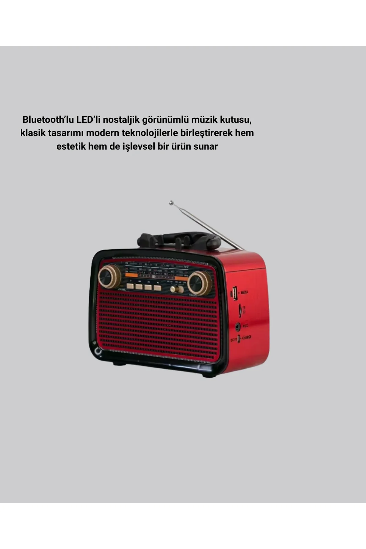 Bluetooth’lu Led Işıklı Nostaljik Müzik Kutusu – Ahşap Dokulu, Vintage Tasarım Ve Yüksek Ses Kalites - Just Cheap Store Görsel 3