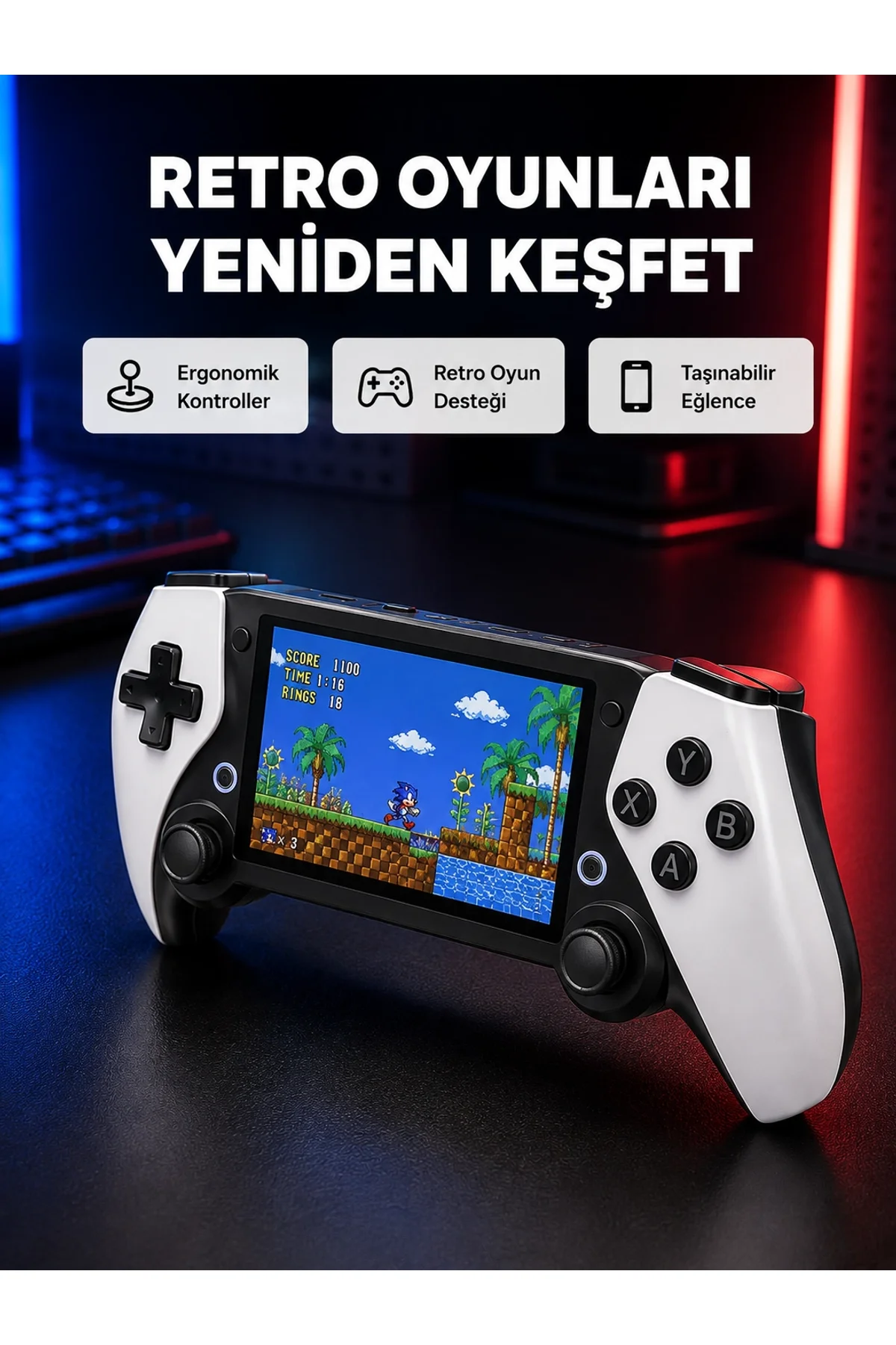 Taşınabilir Retro Oyun Konsolu – 4.3 İnç Ekran, 64 Gb Hafıza Ve Klasik Oyun Arşivi