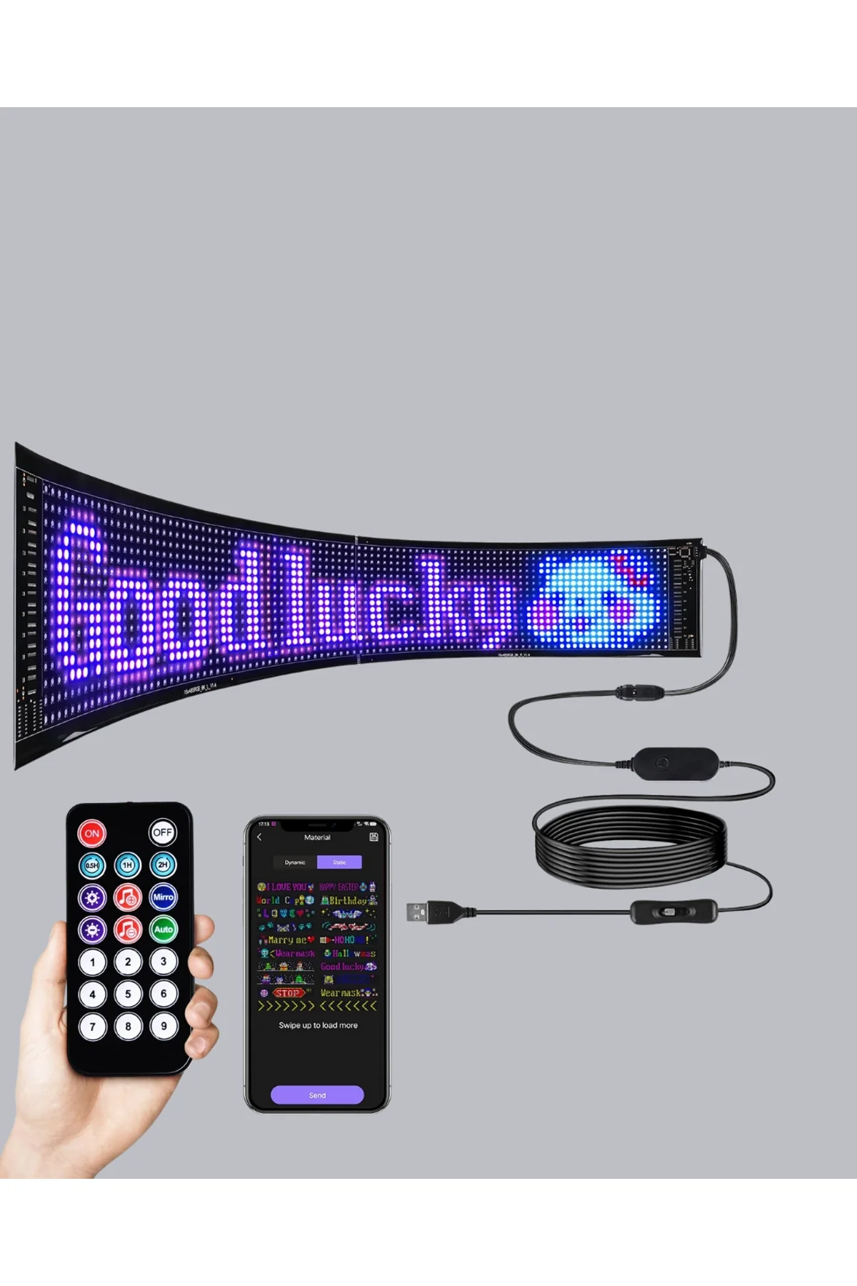 Rgb Led Panel – Usb Güç Girişli, Gıf Ve Yazı Gösterimli Akıllı Ekran - Just Cheap Store Görsel 2
