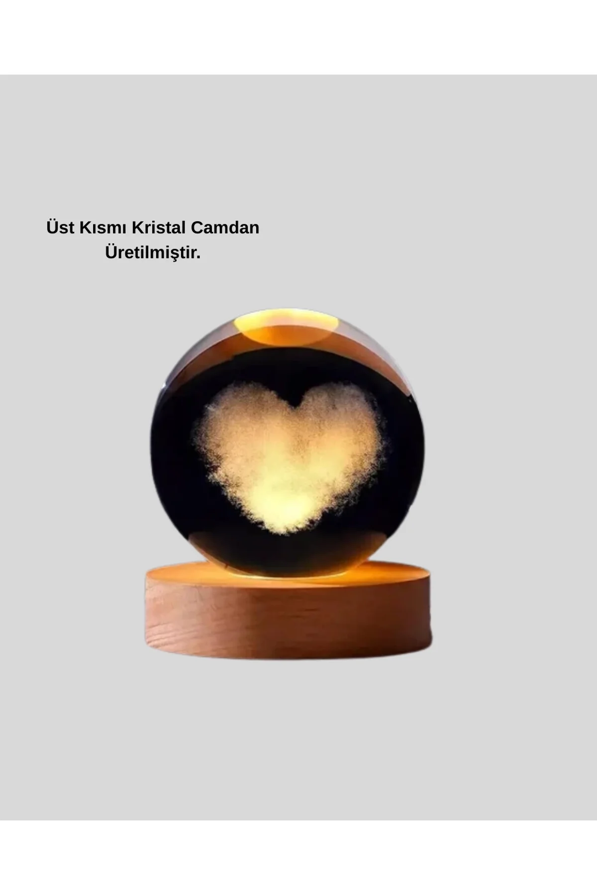 Romantik Kalpli Kristal Cam Küre Usb’li Işıklı Dekoratif Obje - Just Cheap Store Görsel 3