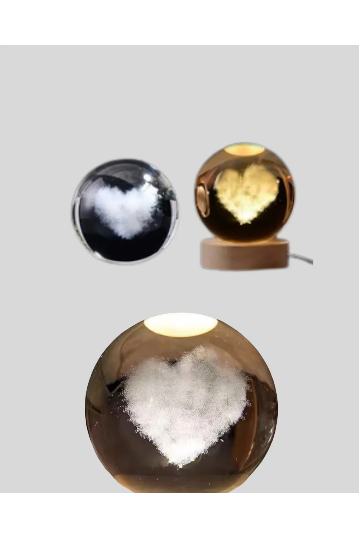 Romantik Kalpli Kristal Cam Küre Usb’li Işıklı Dekoratif Obje - Just Cheap Store Görsel 2