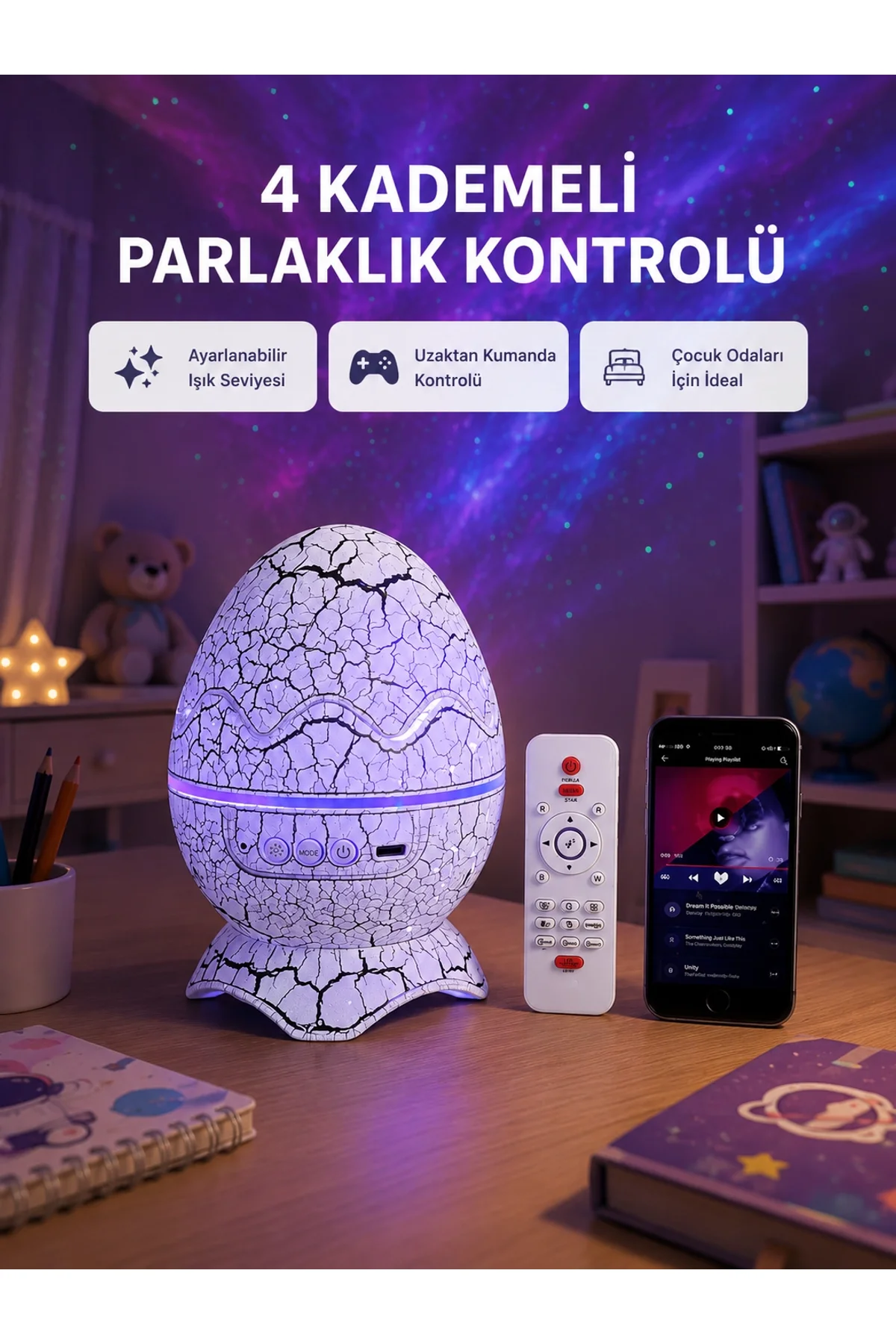Galaksi Efektli Dinozor Yumurta Projektör – Yüksek Çözünürlüklü