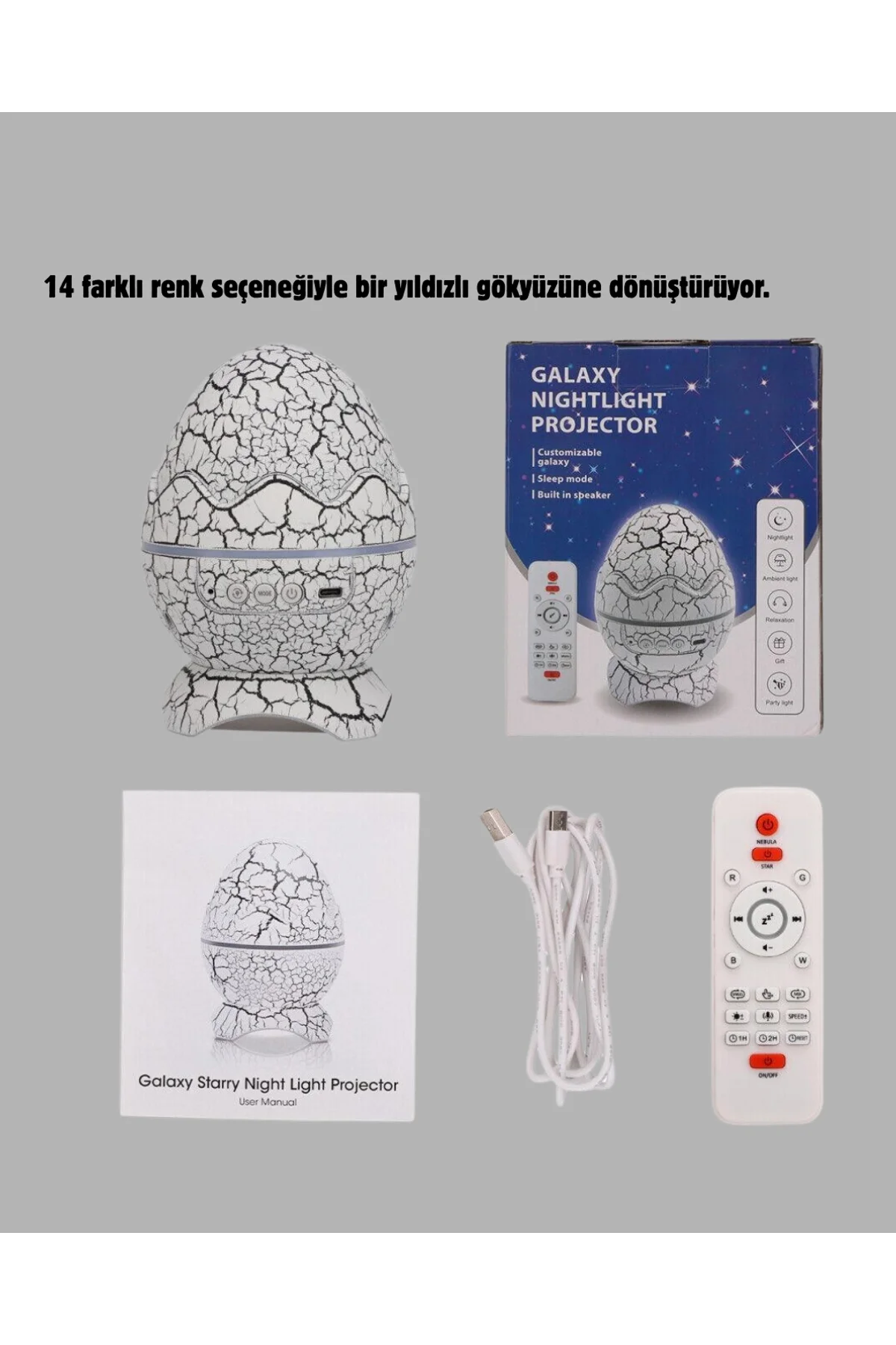 Dinozor Yumurta Gece Lambası Projektör – 14 Renk Seçeneği - Just Cheap Store Görsel 5