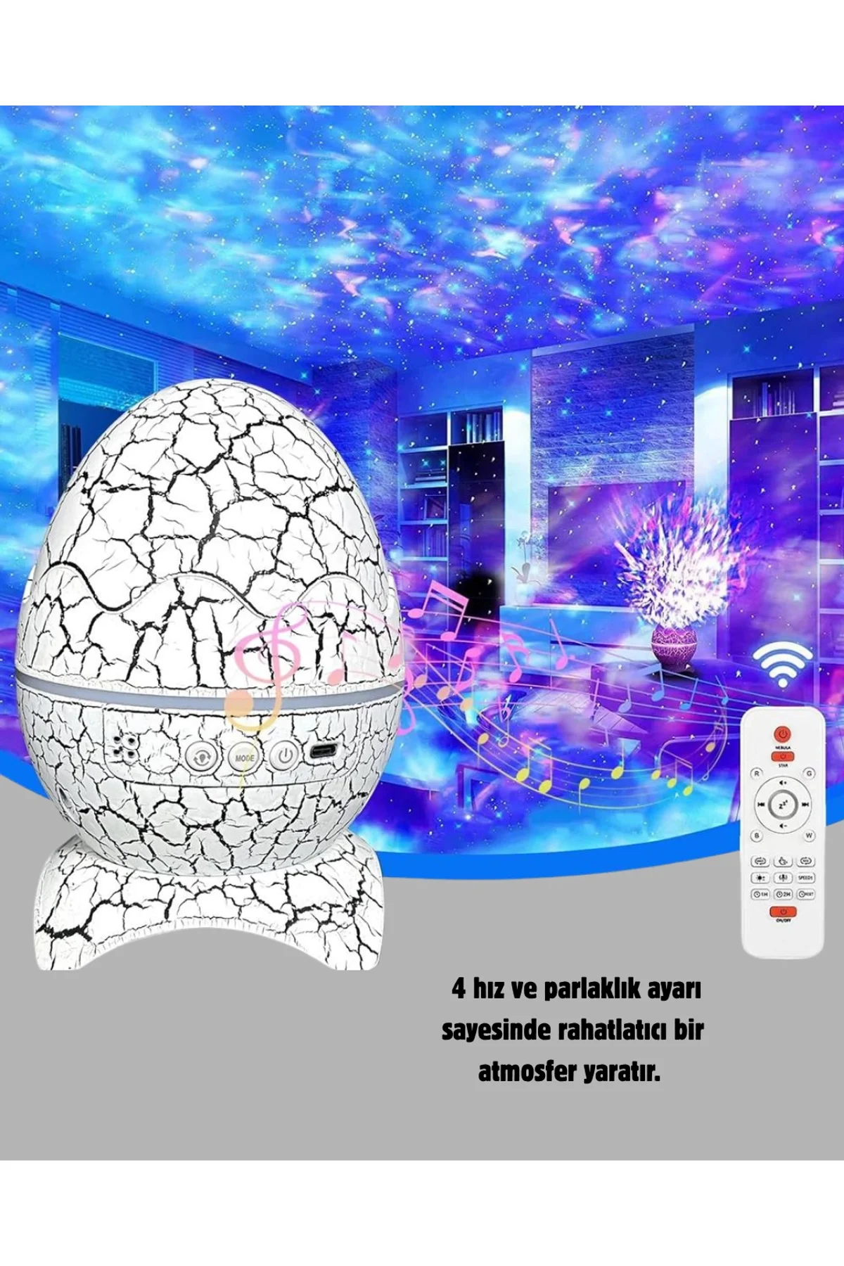 Dinozor Yumurta Gece Lambası Projektör – 14 Renk Seçeneği - Just Cheap Store Görsel 3