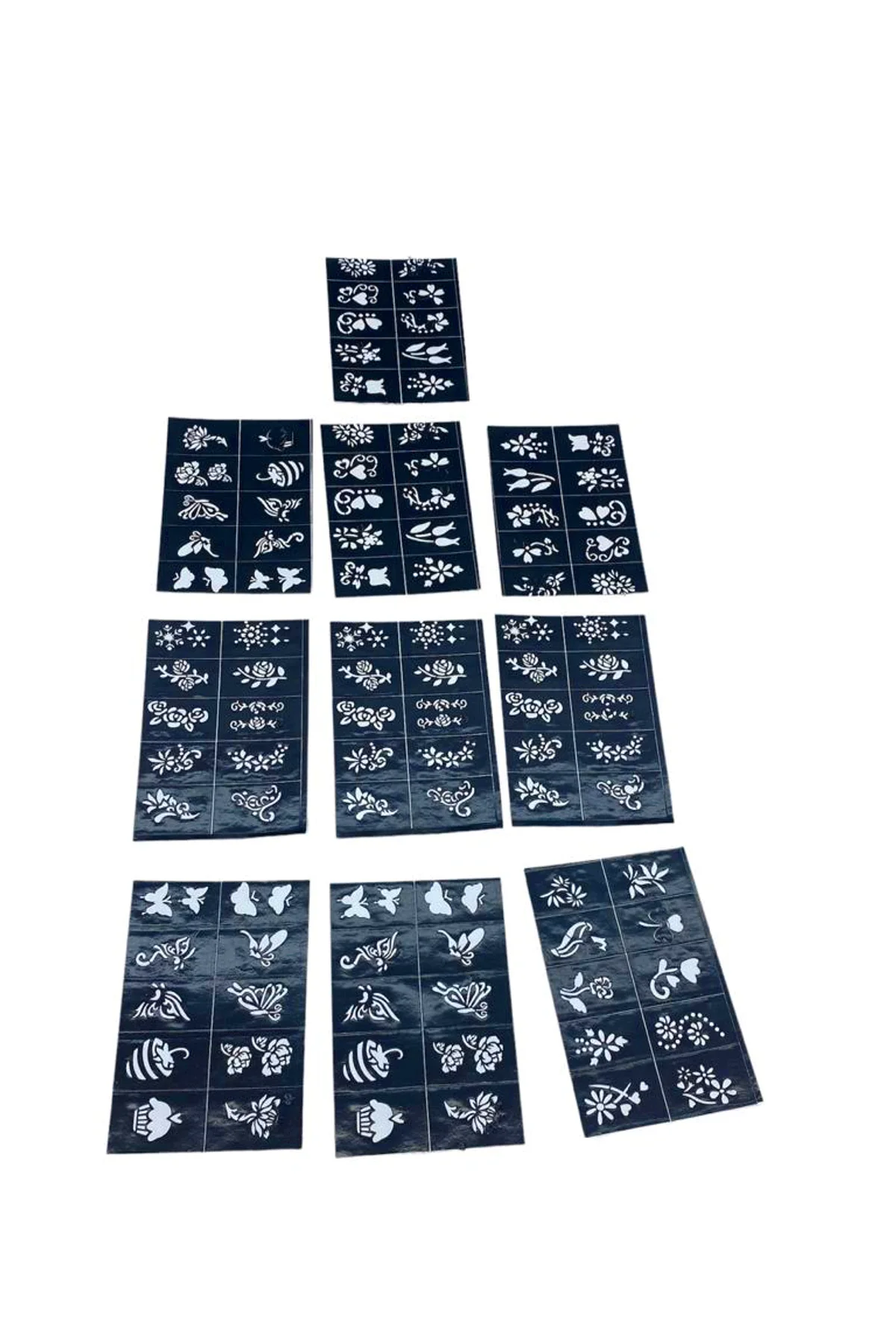 ÇİÇEKLİ 10X14CM TÜP KINA DESEN ÇIKARTMA ŞABLONU 12 PARÇA