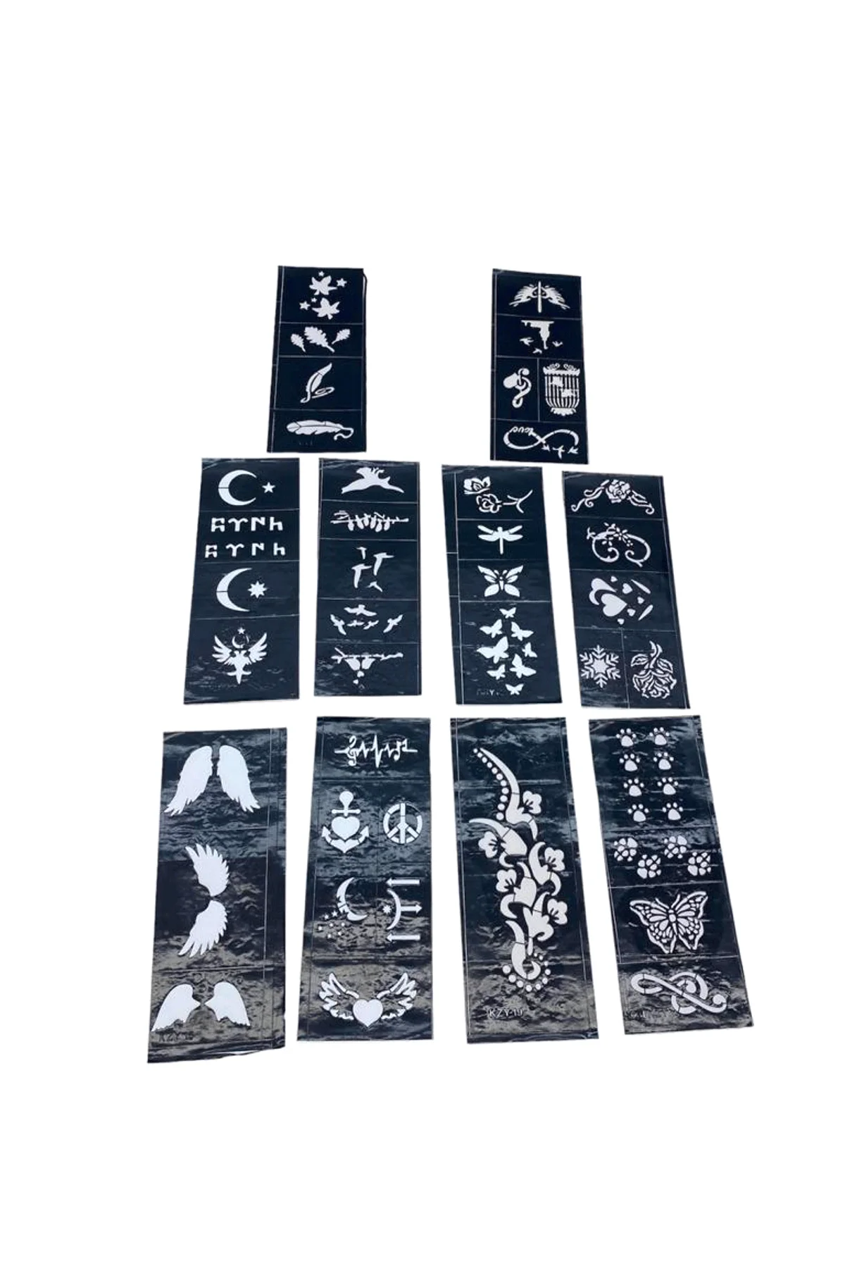 MİX DESEN 8X20CM TÜP KINA DESEN ÇIKARTMA ŞABLONU 10 PARÇA
