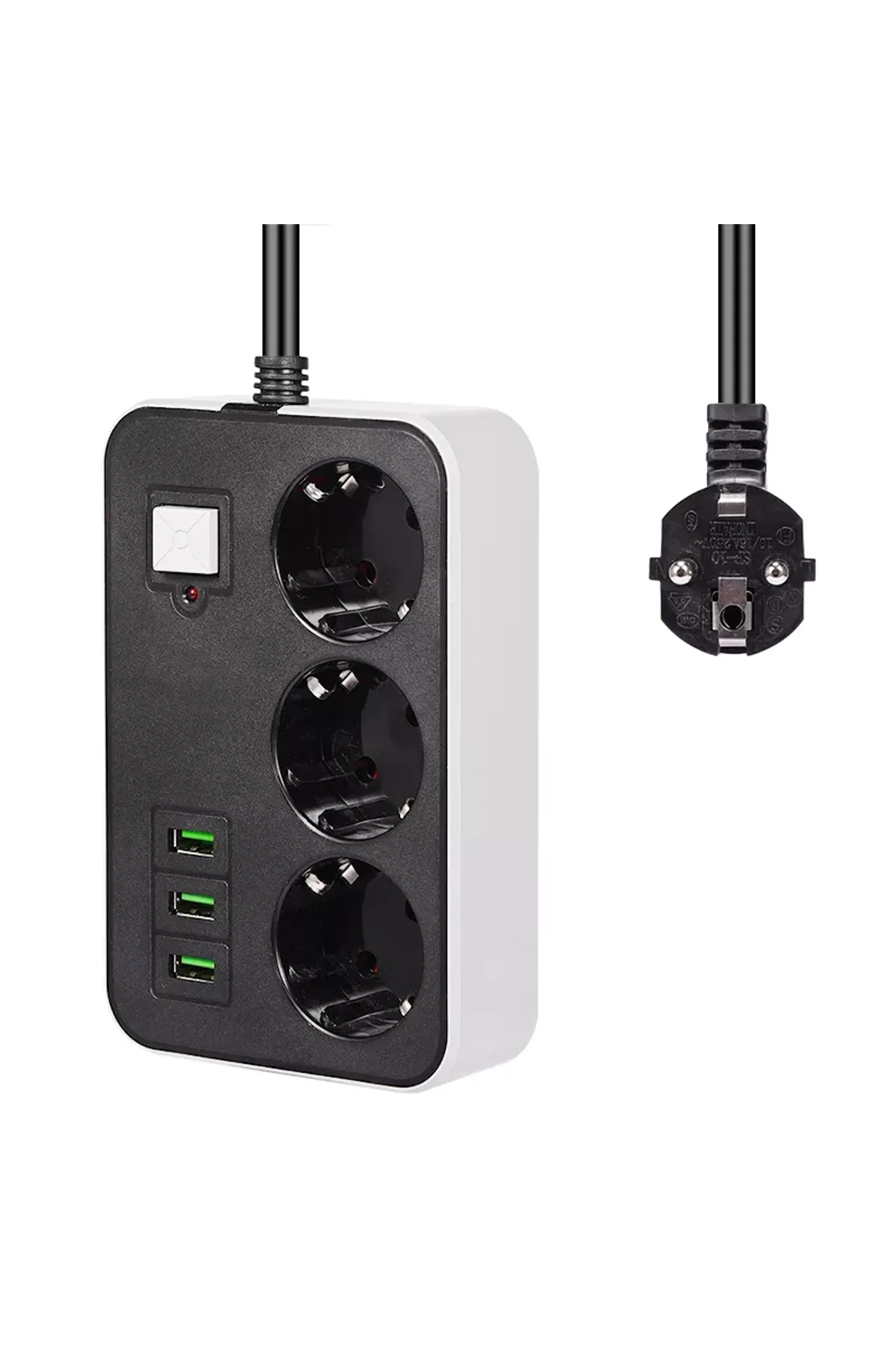 3 USB’li 3’lü 1.8 m Akım Korumalı Priz