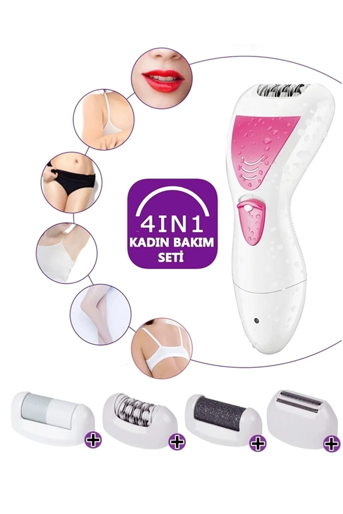 4 In 1 Su Geçirmez Epilasyon Aleti Epilatör Cihazı Tüy Alma Makinesi Topuk Törpüsü - Just Cheap Store Görsel 3