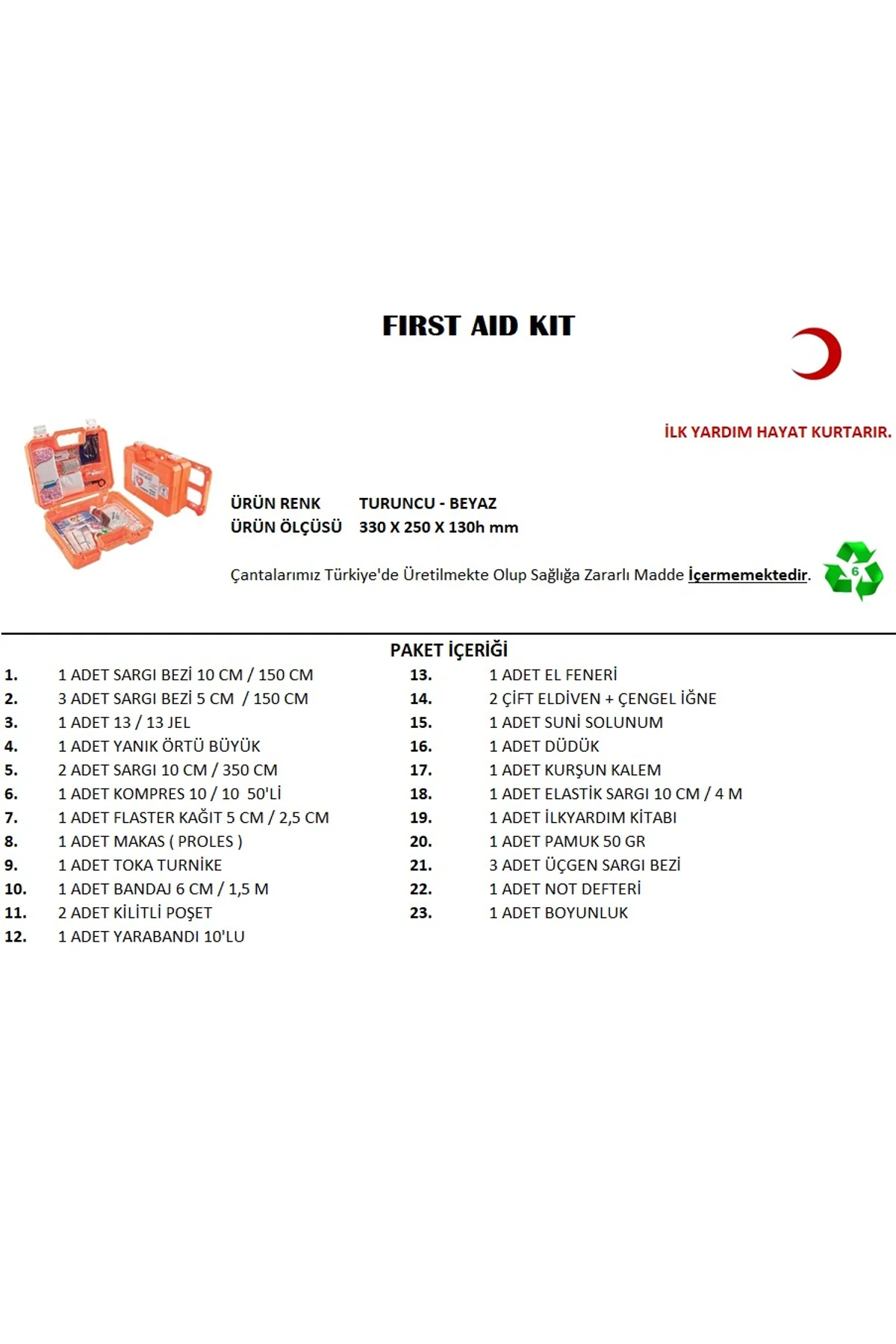 Büyük Boy İlk Yardım Seti First Aid Kit - Just Cheap Store Görsel 2